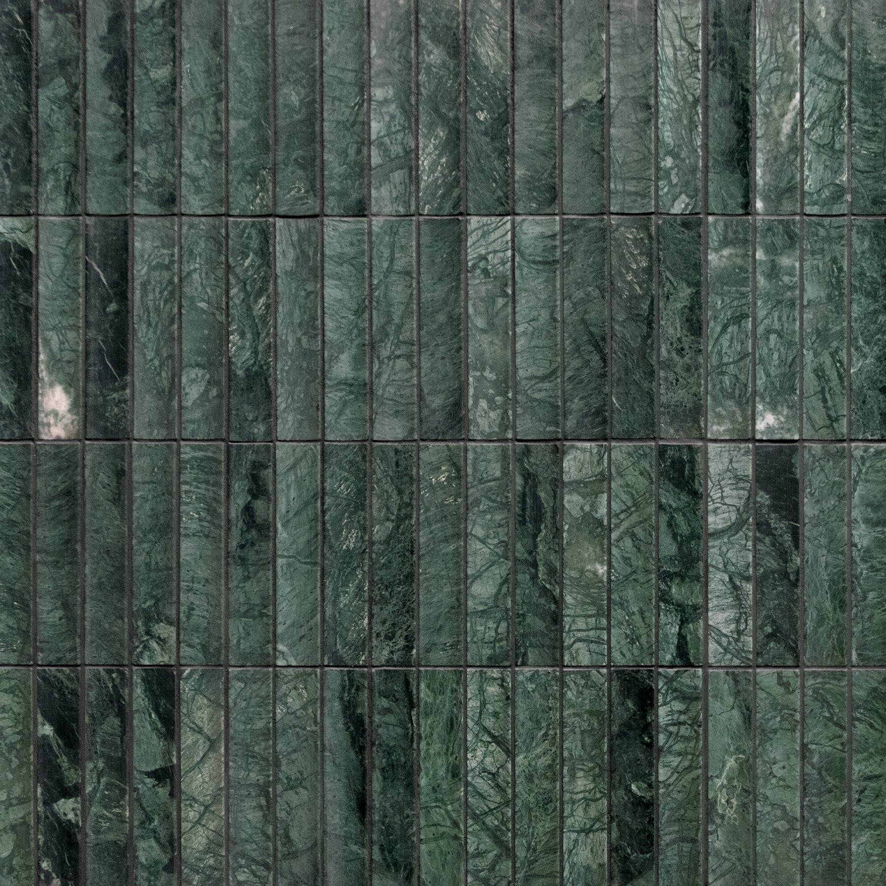 Stacked Indian Green Flucted Natural Marble Wall Mosaic Tile