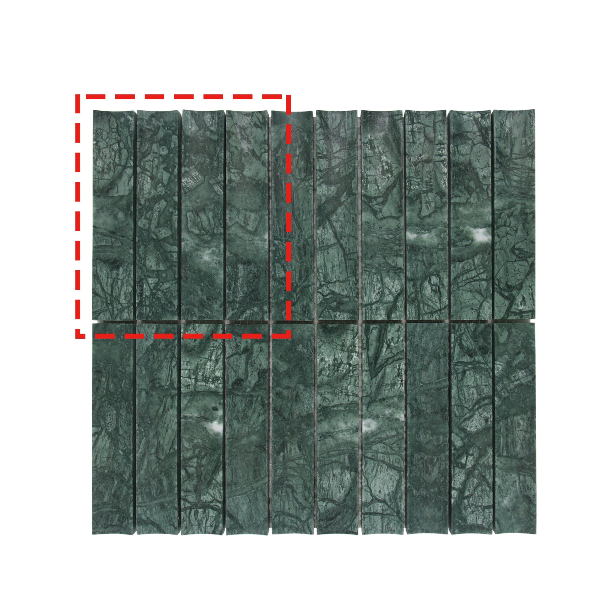 Stacked Indian Green Fluted Natural Marble Wall Mosaic Tile