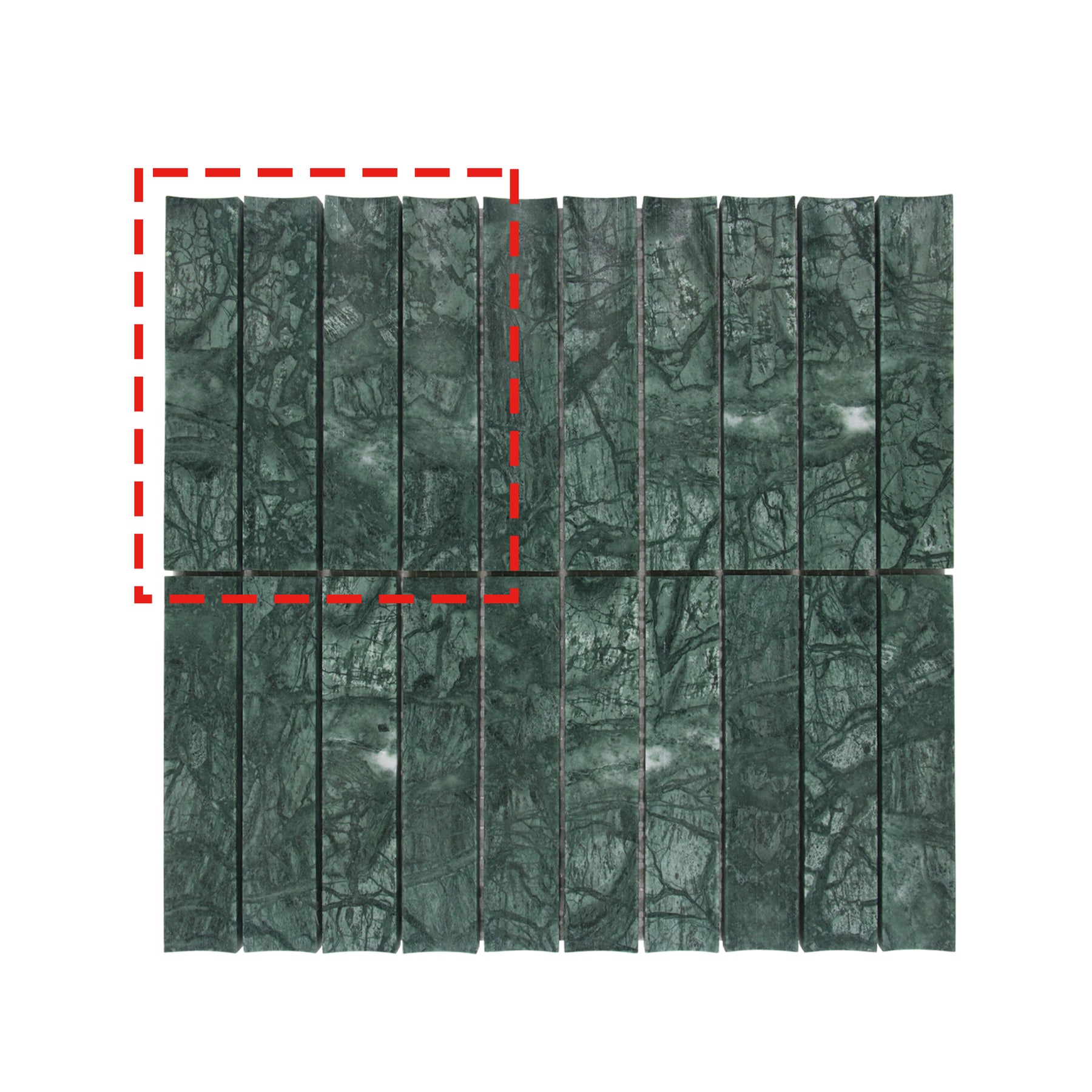 Stacked Indian Green Flucted Natural Marble Wall Mosaic Tile