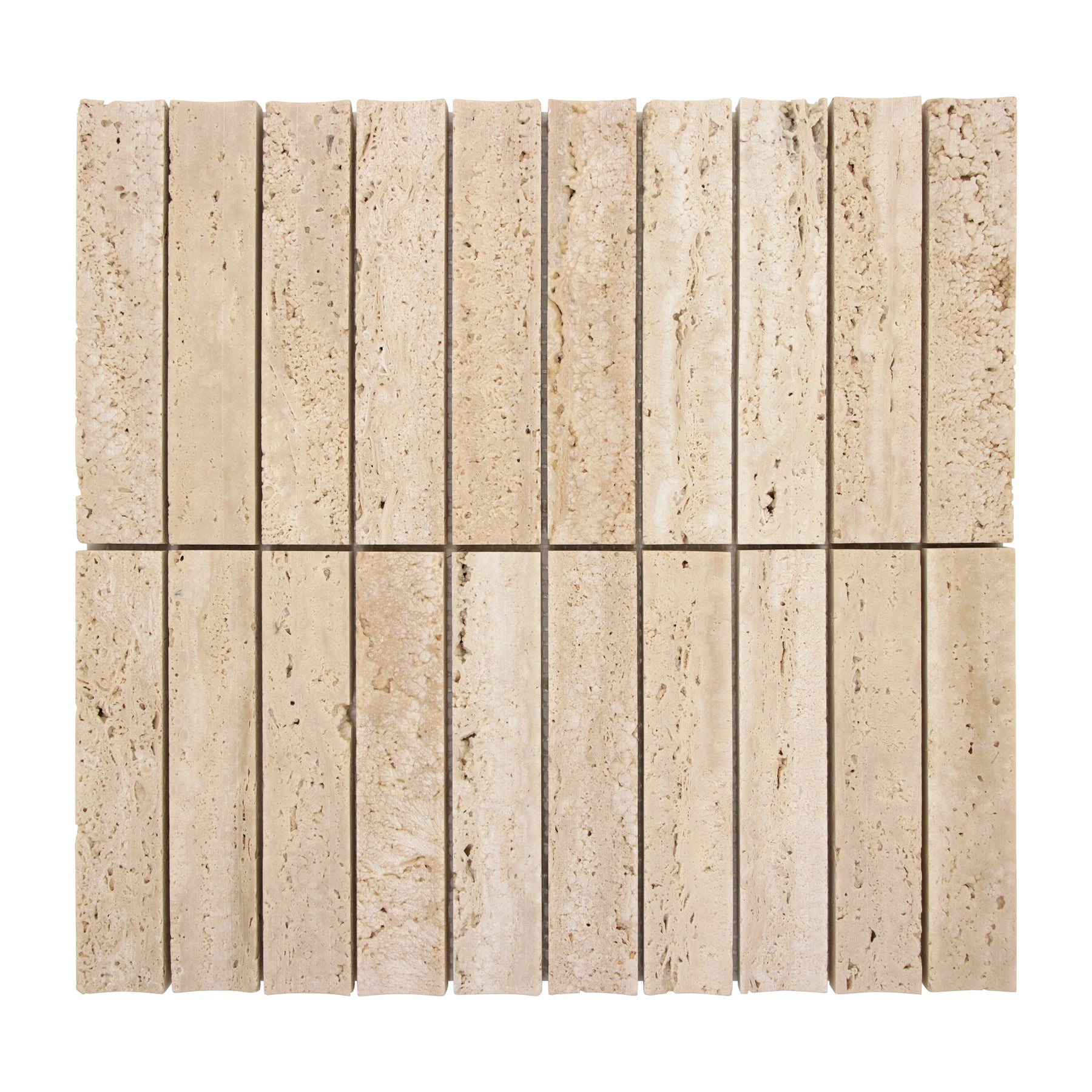 Stacked Travertino Flucted Natural Marble Wall Mosaic Tile