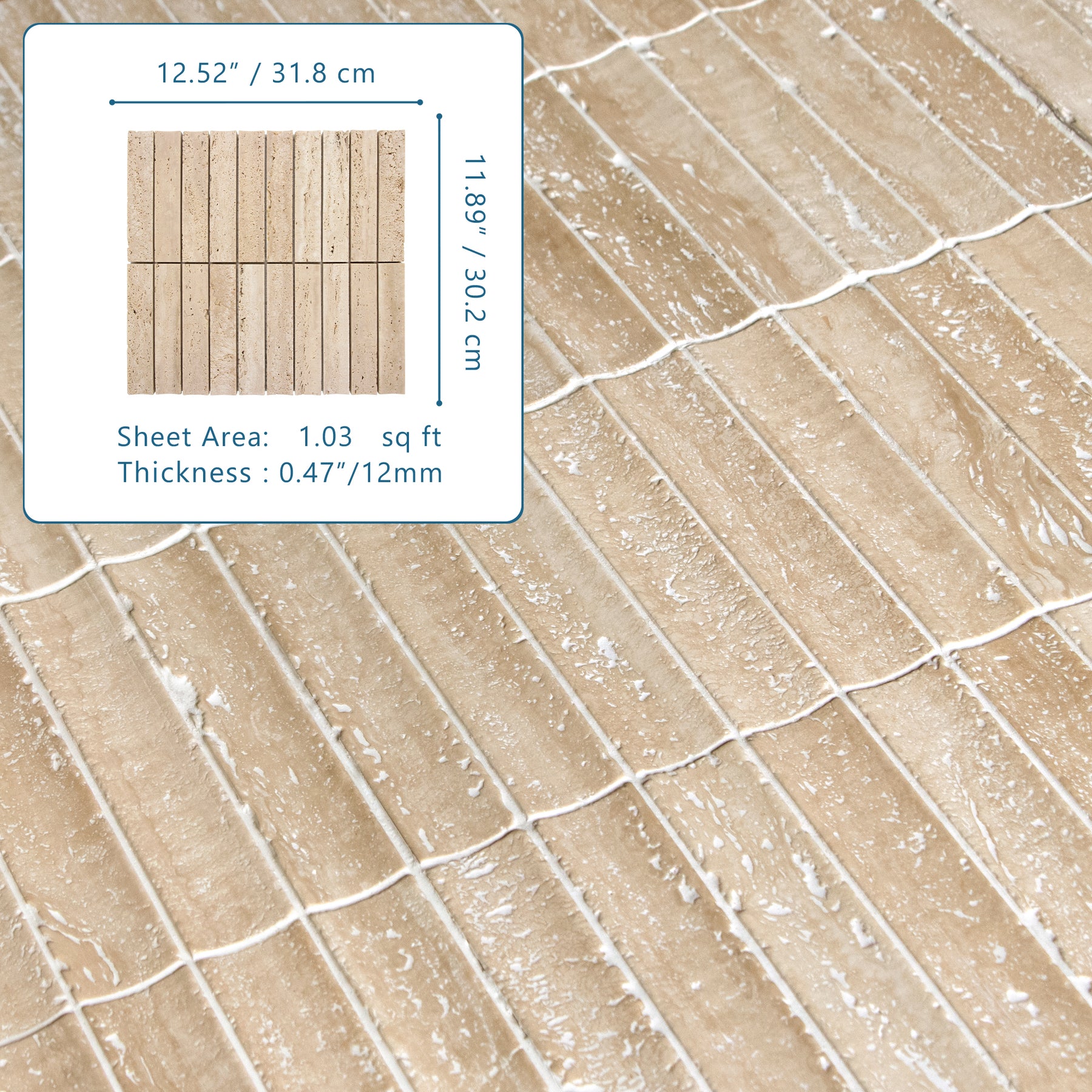 Stacked Travertino Flucted Natural Marble Wall Mosaic Tile