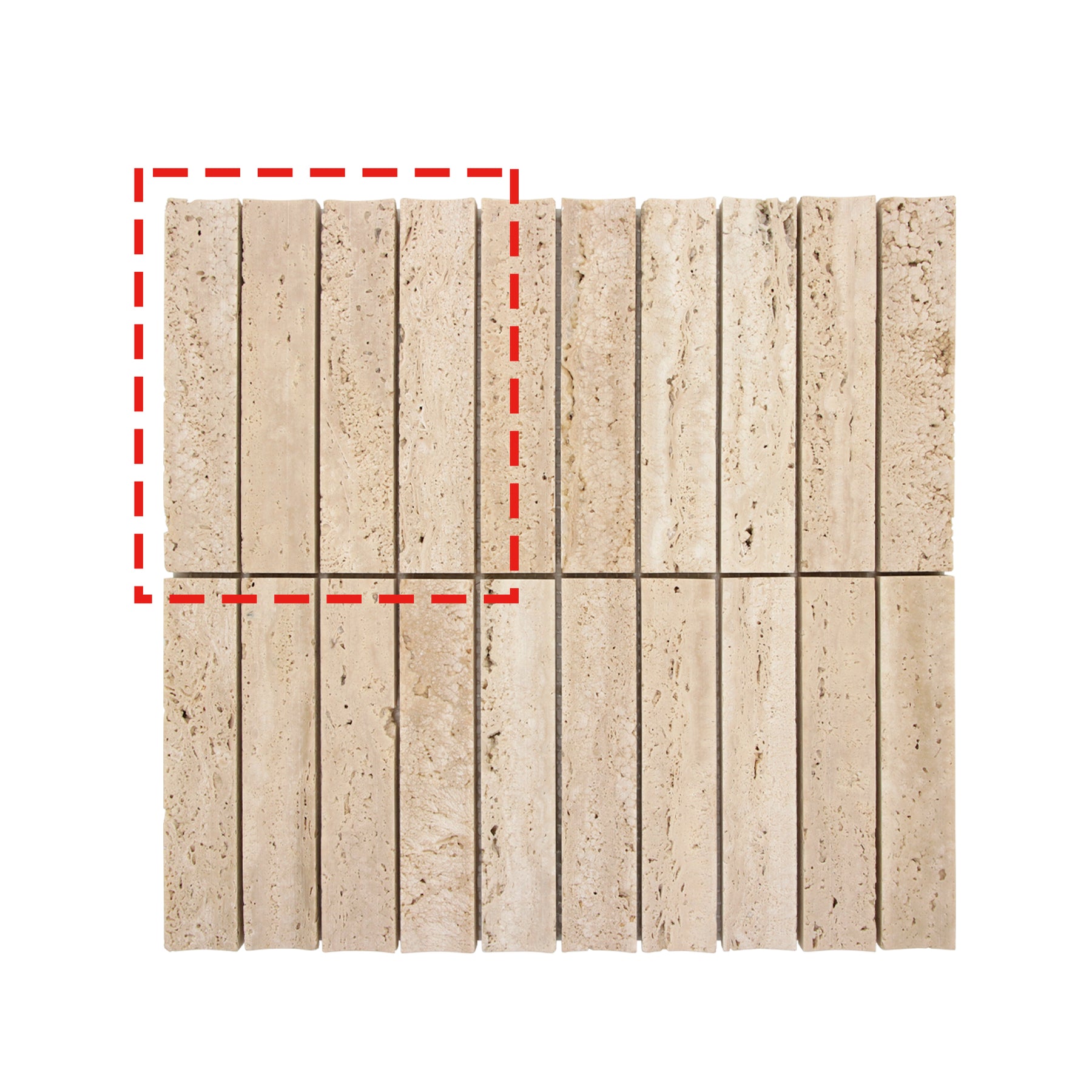 Stacked Travertino Flucted Natural Marble Wall Mosaic Tile