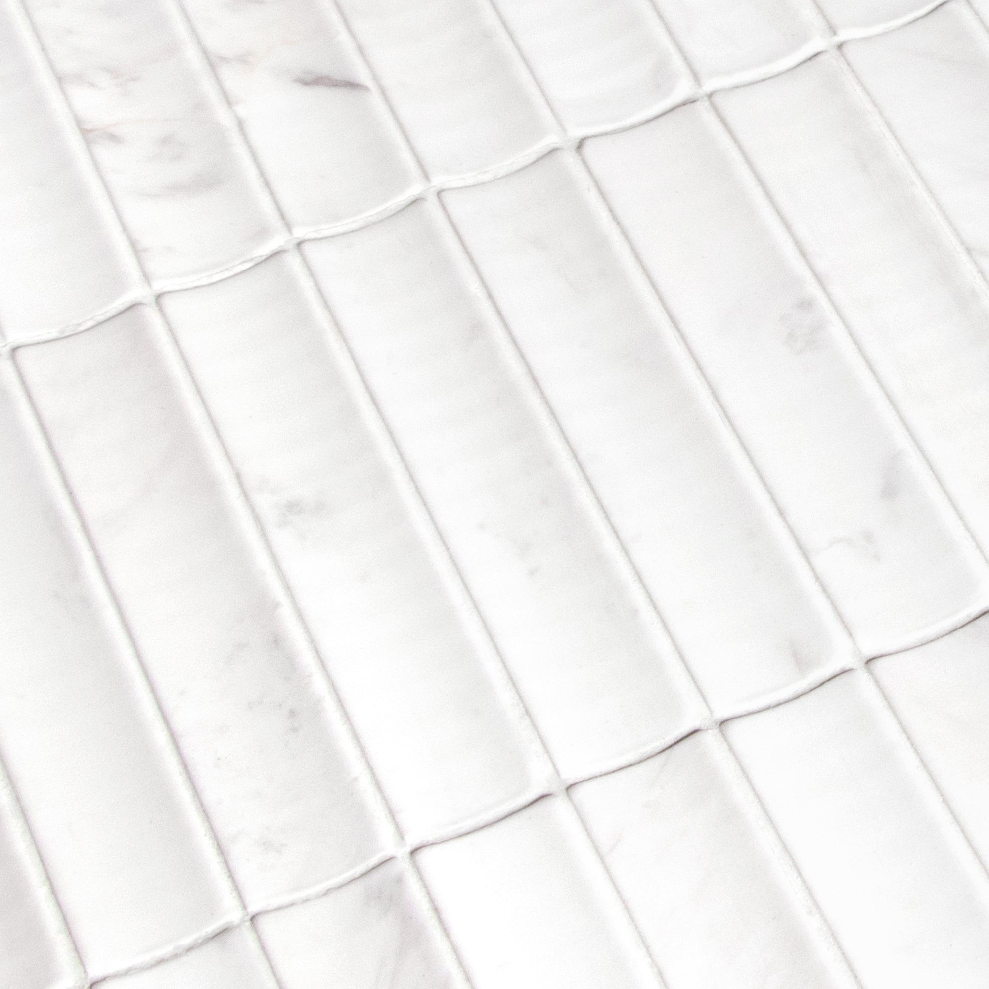 Stacked White Calacatta Fluted Natural Marble Wall Mosaic Tile