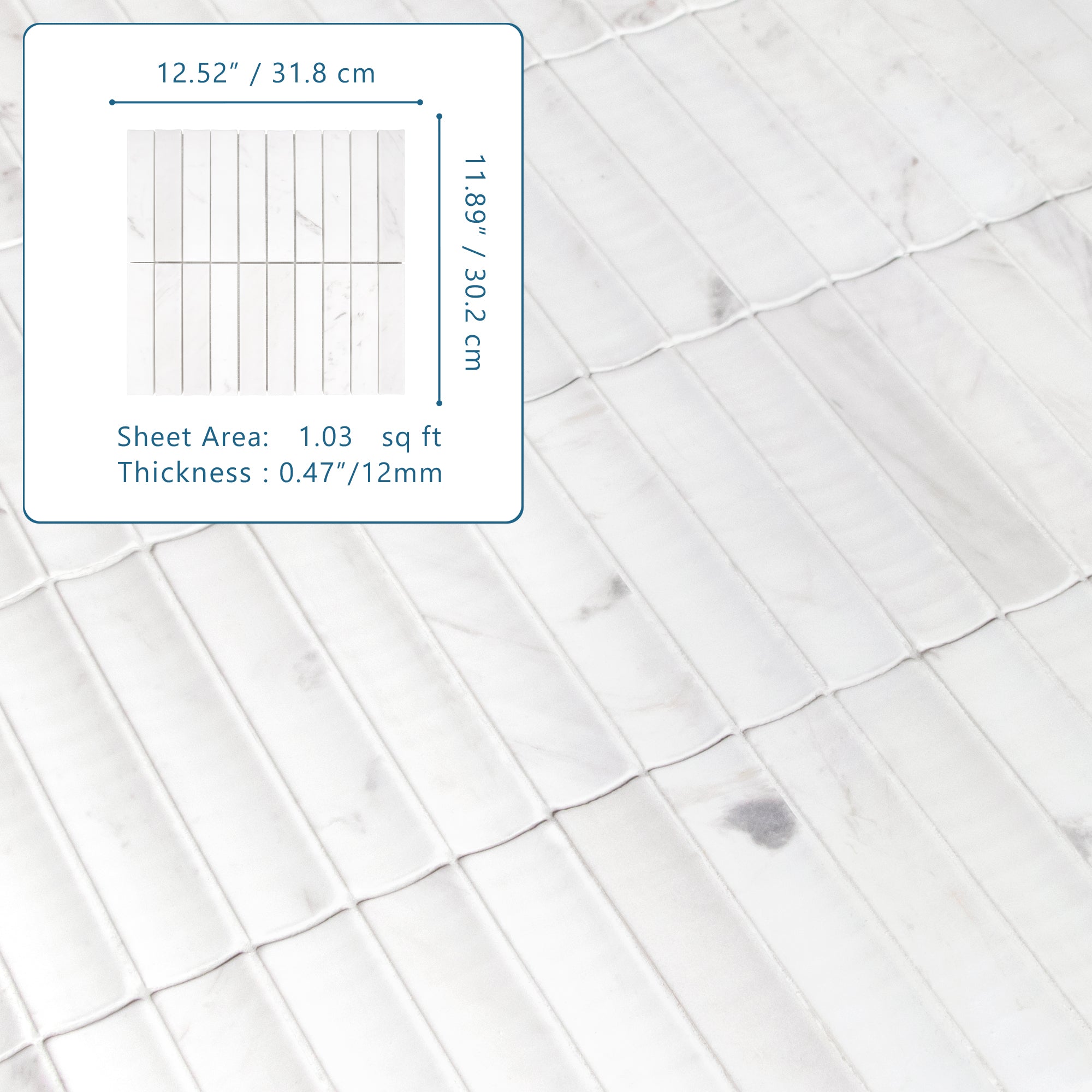 Stacked White Calacatta Fluted Natural Marble Wall Mosaic Tile