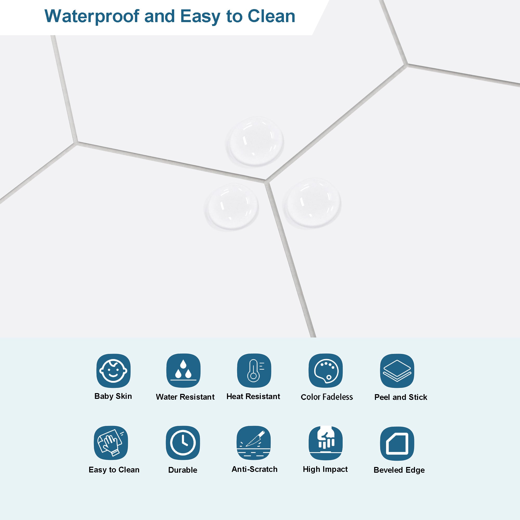 Big Hexagon White Peel and Stick Backsplash Tile