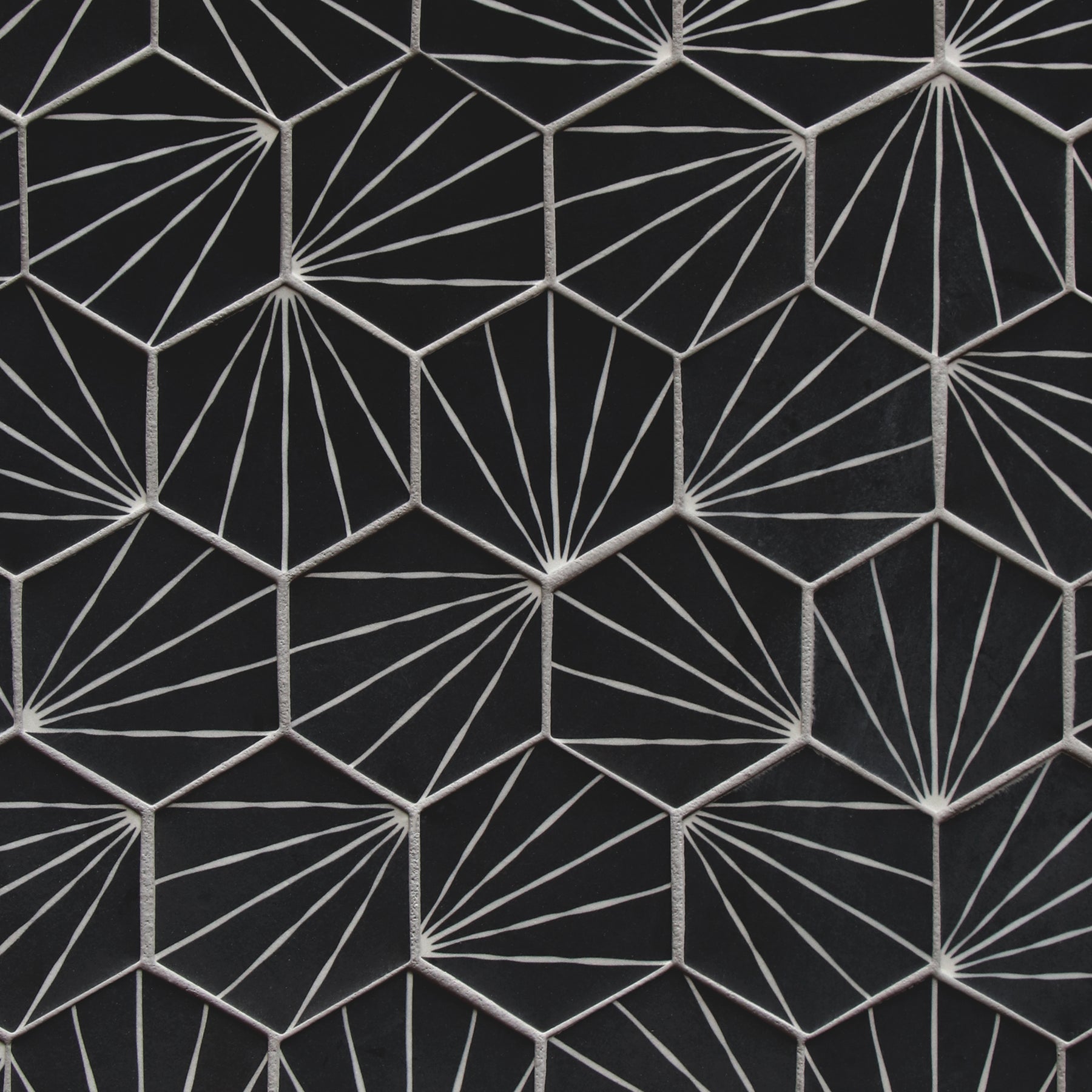 Art Deco Hexagon Black Recycled Glass Floor And Wall Mosaic Tile