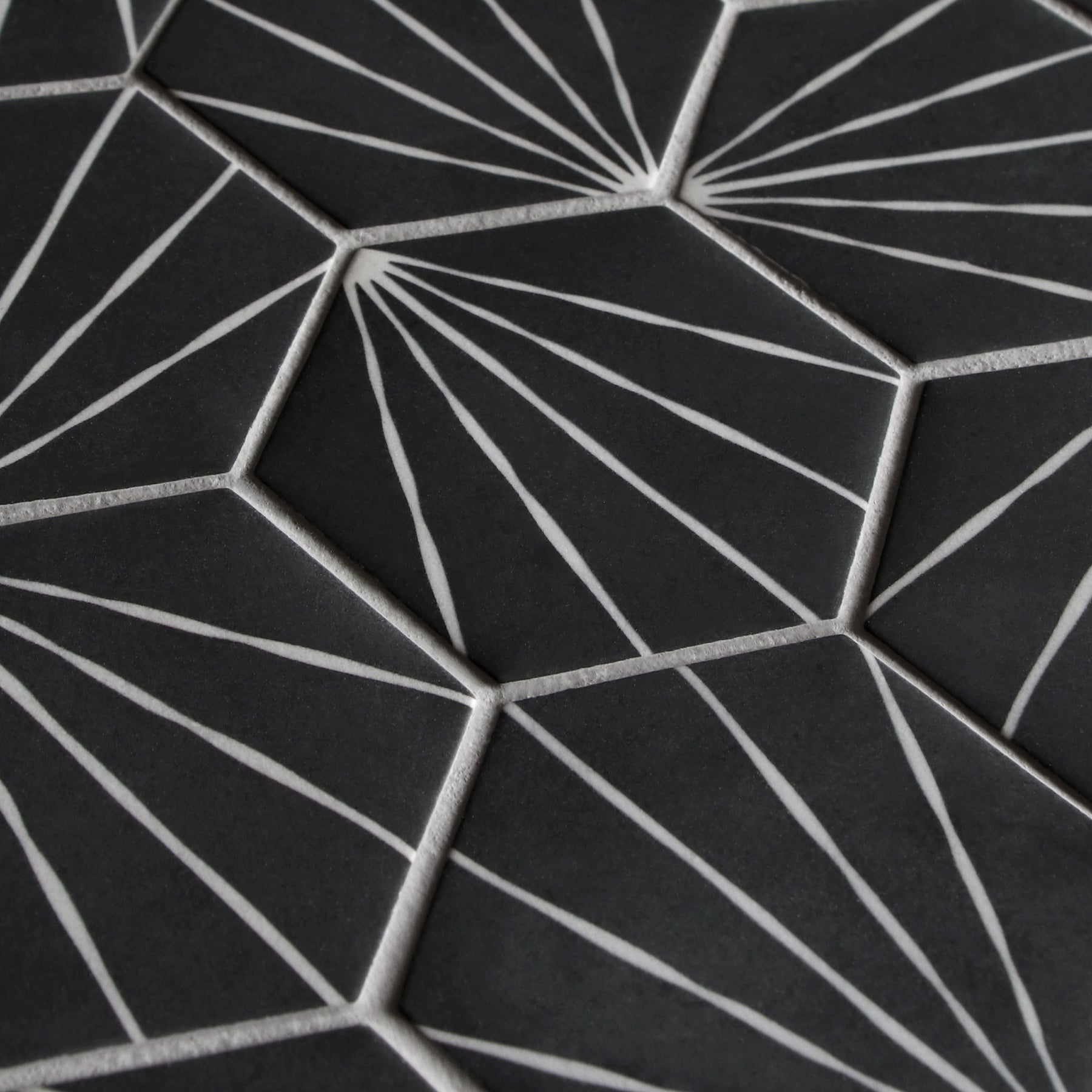 Art Deco Hexagon Black Recycled Glass Floor And Wall Mosaic Tile