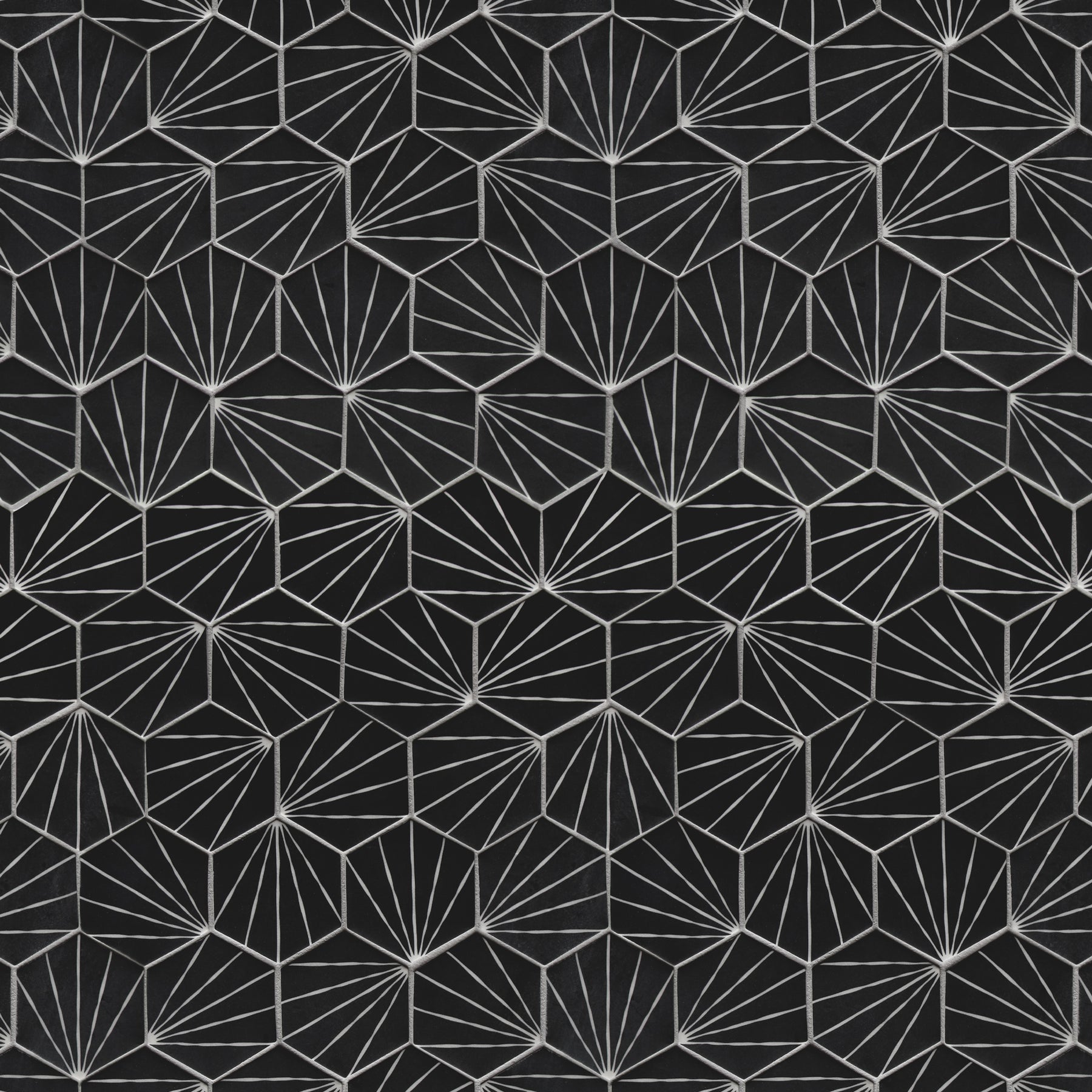Art Deco Hexagon Black Recycled Glass Floor And Wall Mosaic Tile