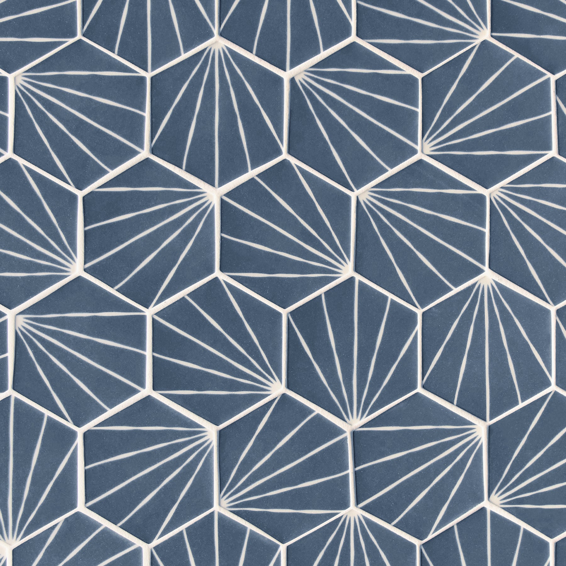 Art Deco Hexagon Navy Blue Recycled Glass Floor And Wall Mosaic Tile