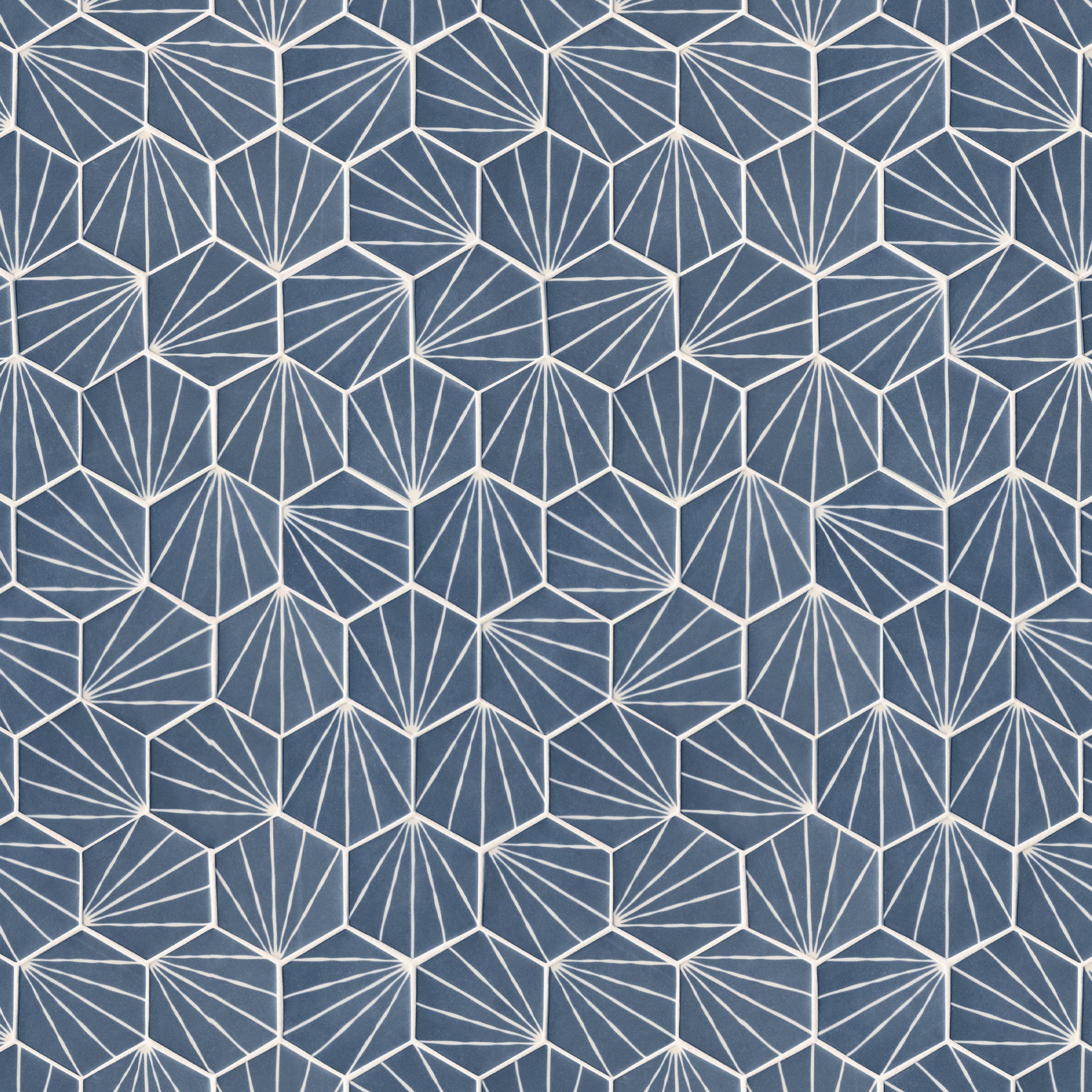 Art Deco Hexagon Navy Blue Recycled Glass Floor And Wall Mosaic Tile
