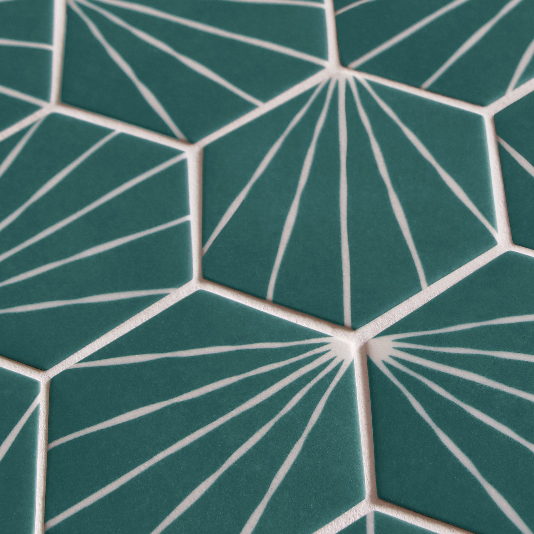 Art Deco Hexagon Green Recycled Glass Floor And Wall Mosaic Tile