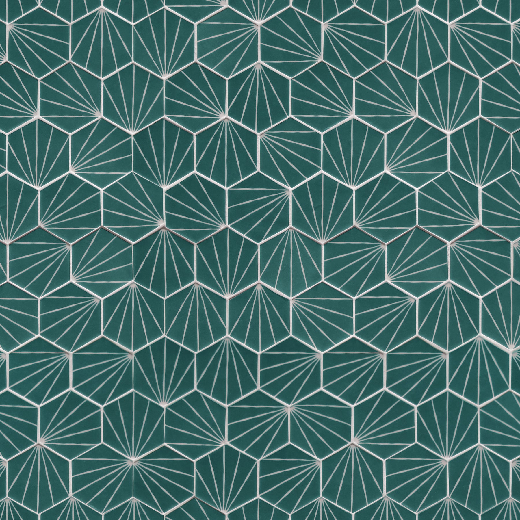 Art Deco Hexagon Green Recycled Glass Floor And Wall Mosaic Tile