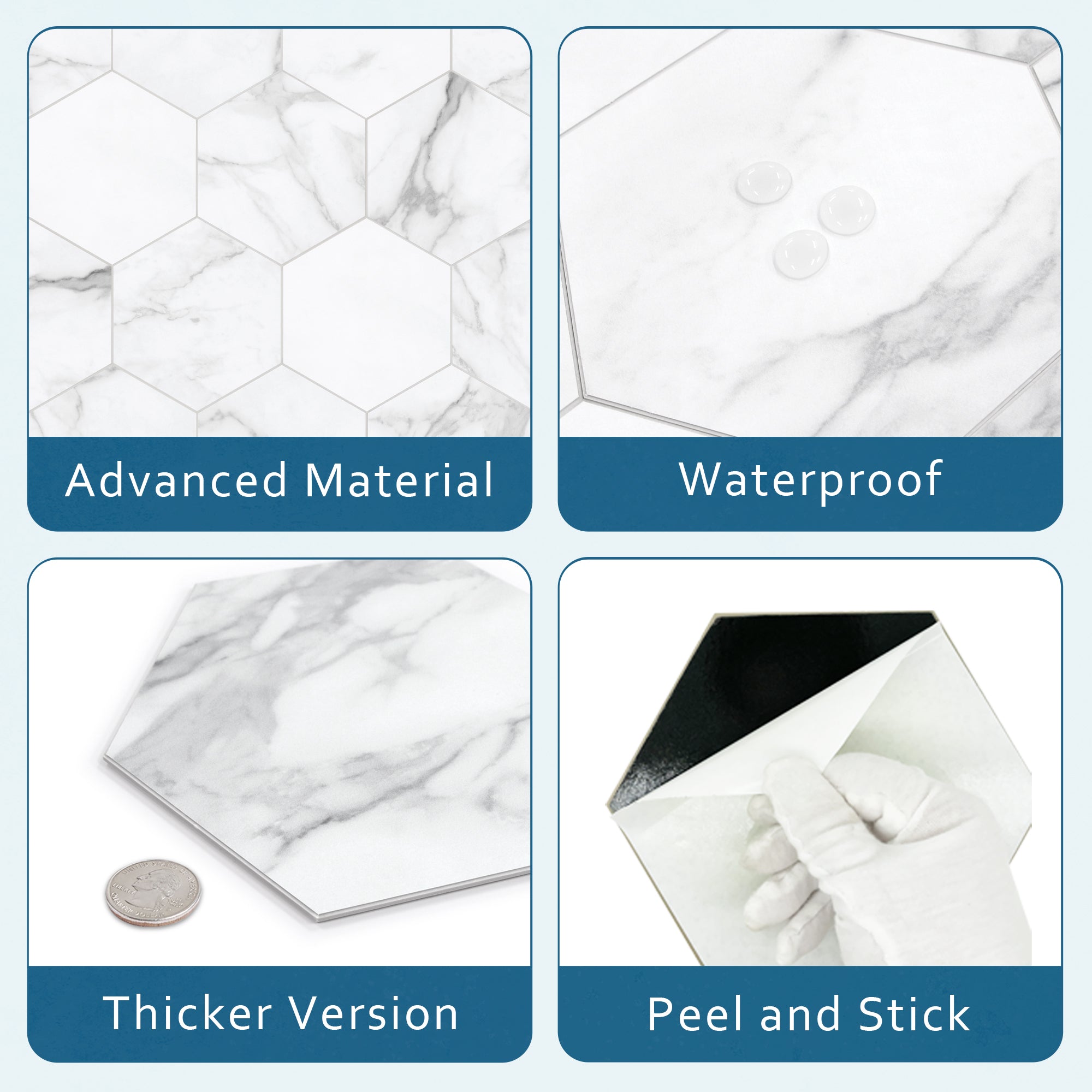 Calacatta White Hexagon Peel and Stick Tile