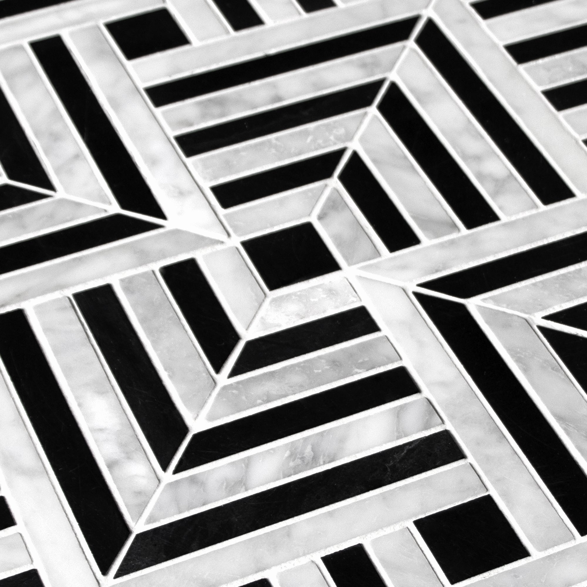 Square Carrara White and Black Marquina Natural Marble Floor and Wall Mosaic Tile
