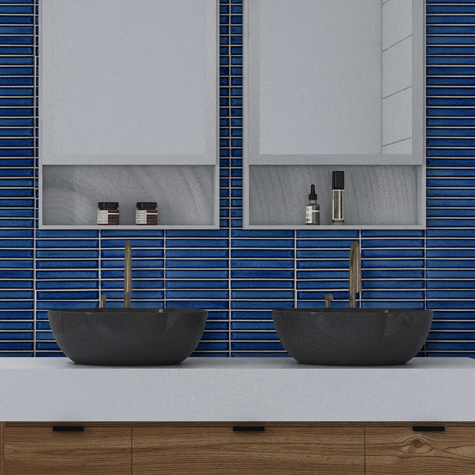 Kit Kat Blue Porcelain Floor and Wall Mosaic Tile