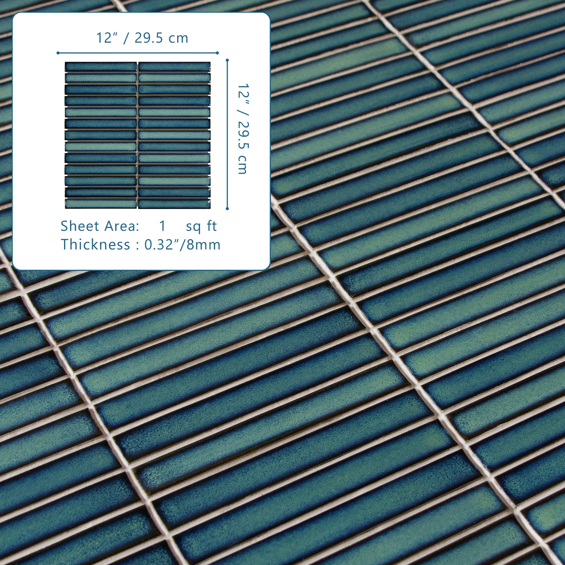 Kit Kat Blue Mixed Porcelain Floor and Wall Mosaic Tile