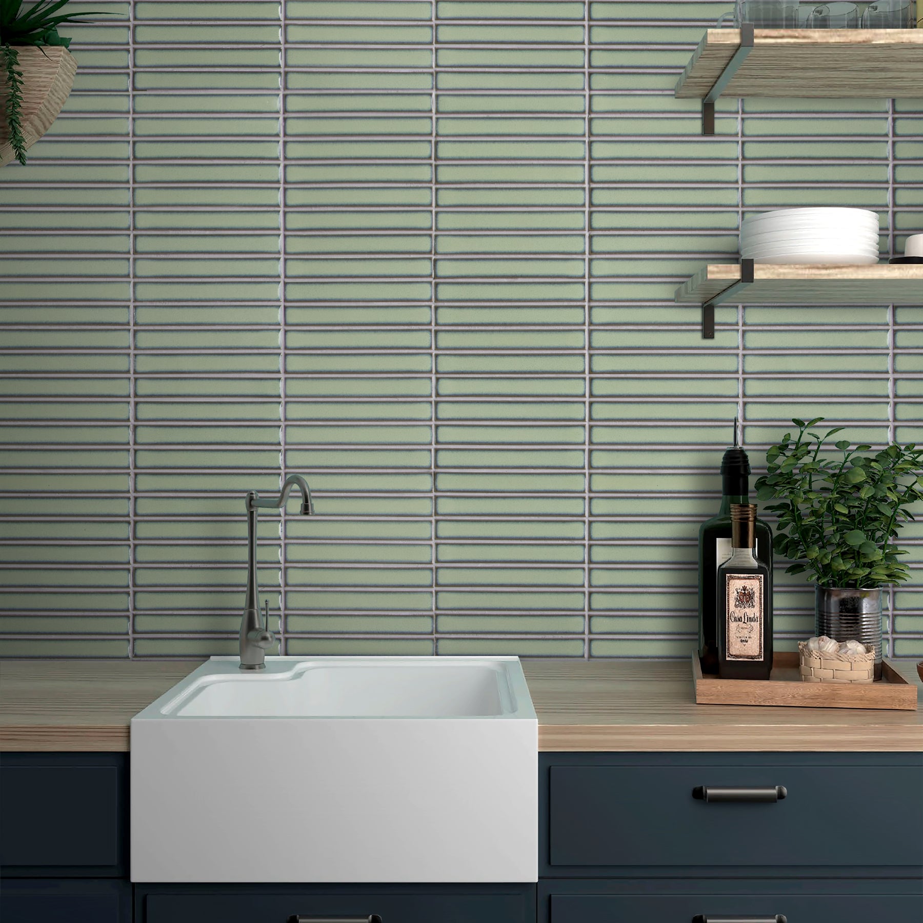 Kit Kat Green Porcelain Floor and Wall Mosaic Tile