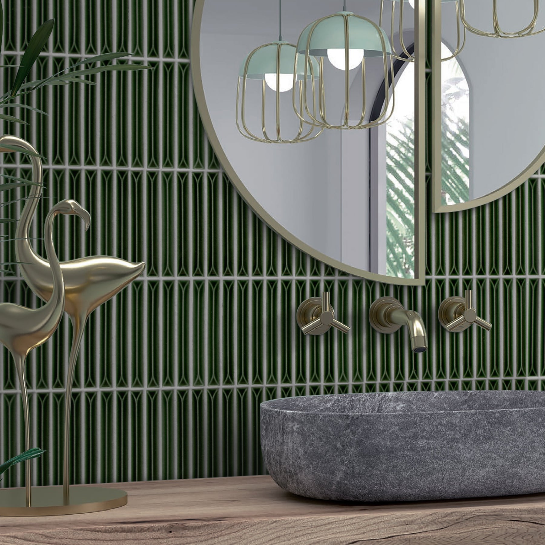 Kit Kat Green Porcelain Floor and Wall Mosaic Tile