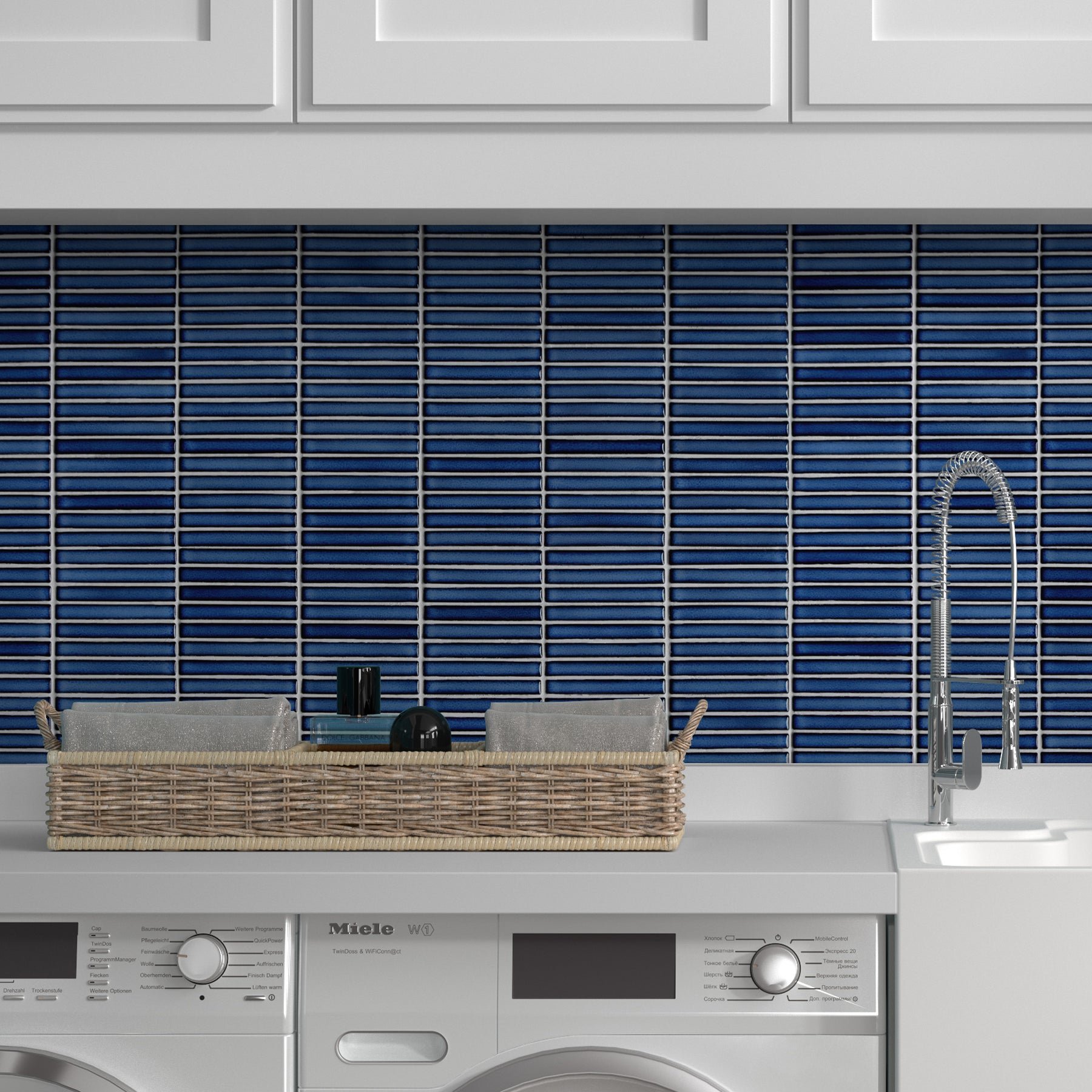 Kit Kat Blue Porcelain Floor and Wall Mosaic Tile