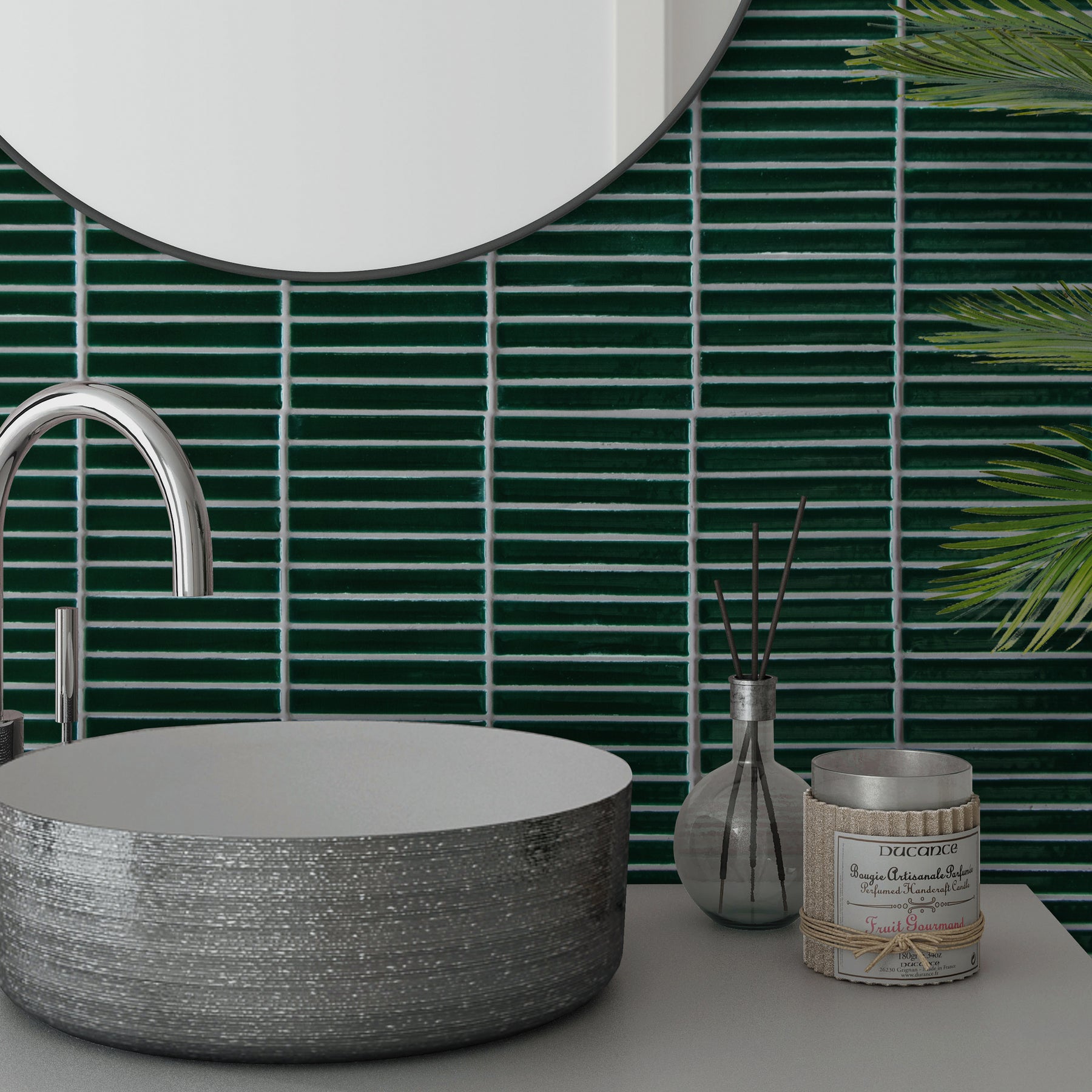 Kit Kat Green Porcelain Floor and Wall Mosaic Tile