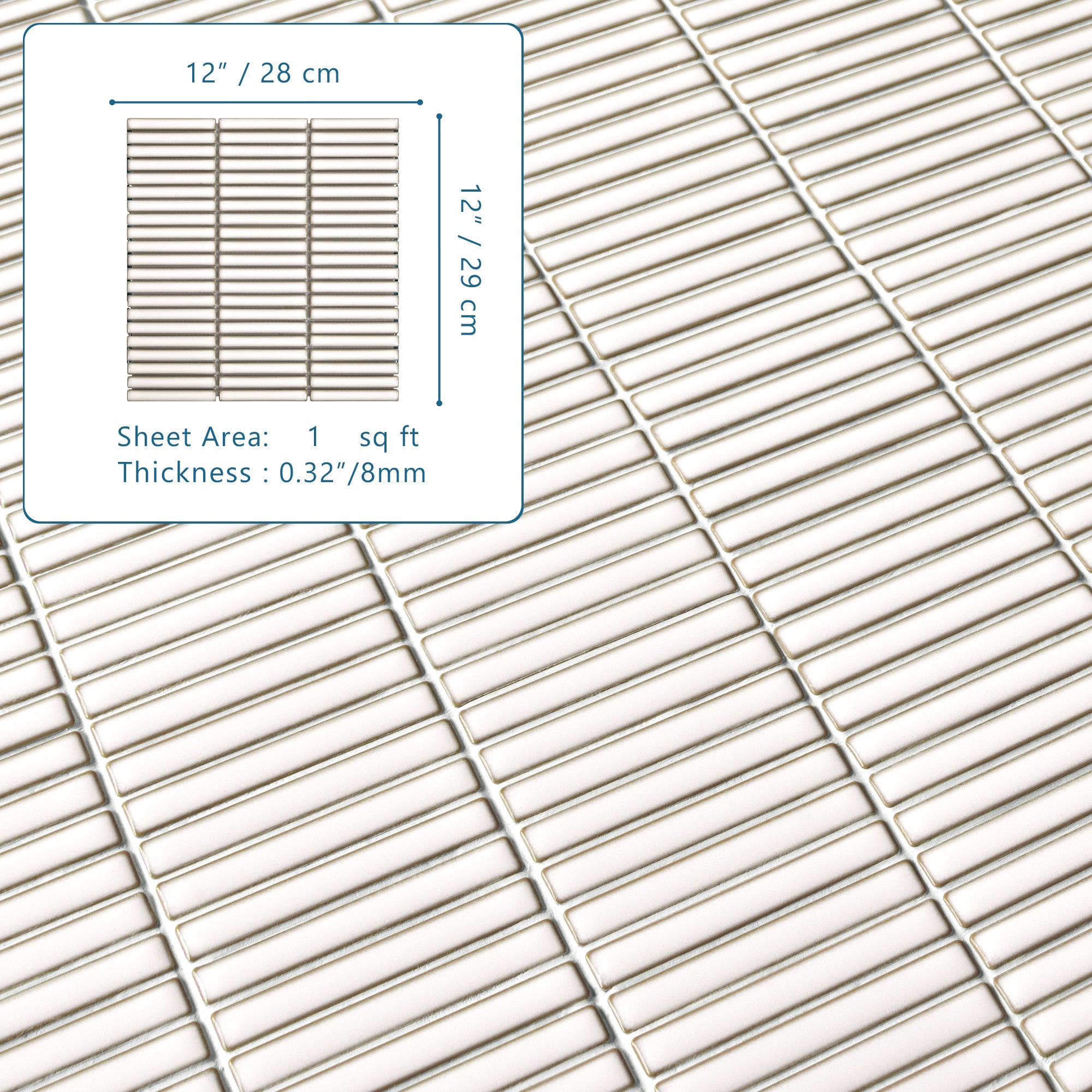 Kit Kat White Porcelain Floor and Wall Mosaic Tile