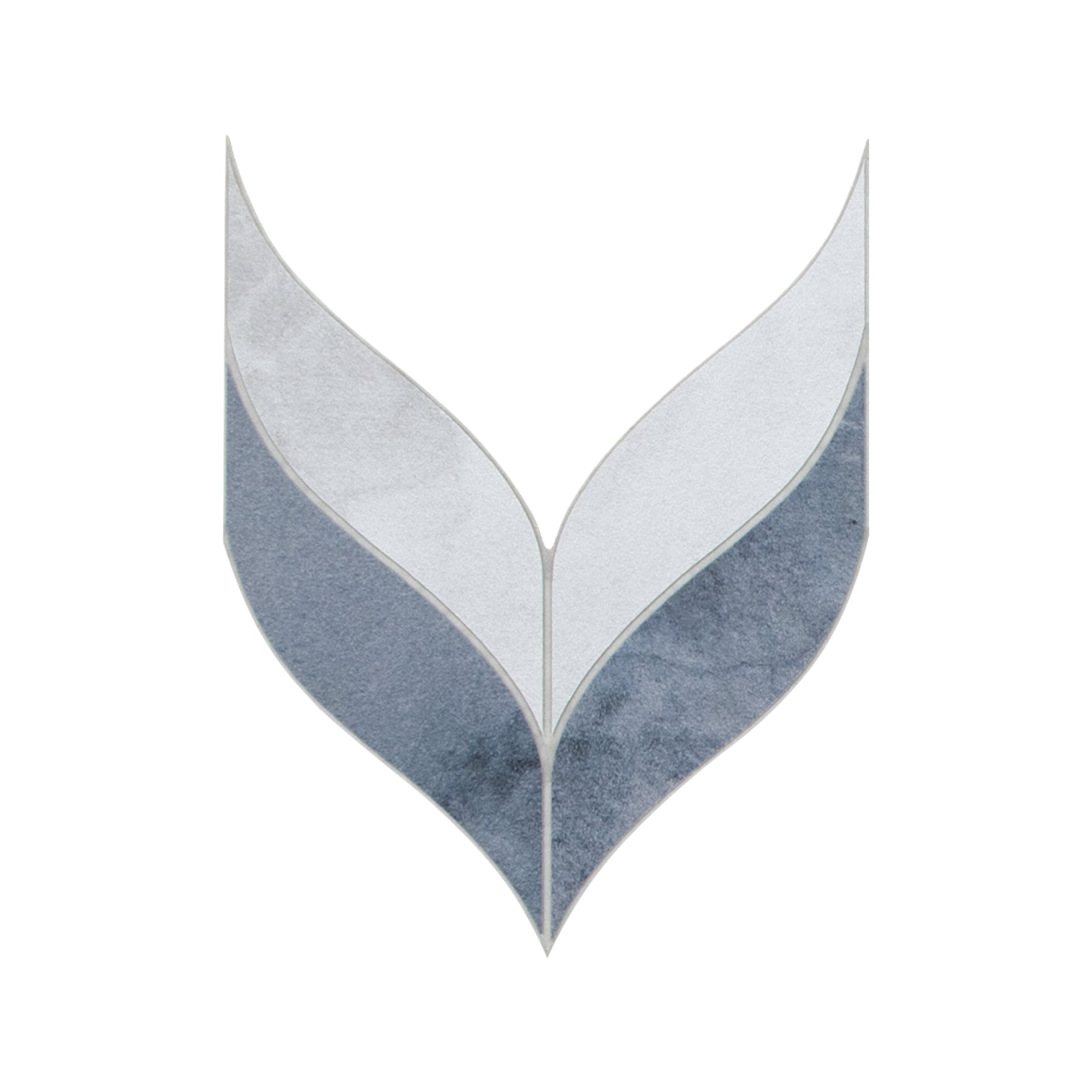 Waterjet Leaf Blue Cement Peel and Stick Tile