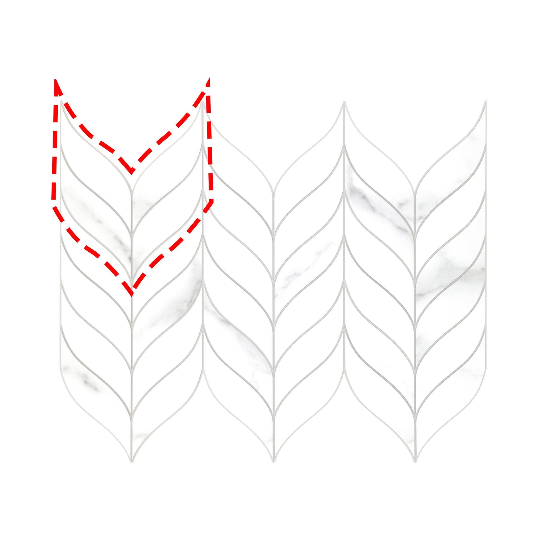 Waterjet Leaf White Peel and Stick Tile