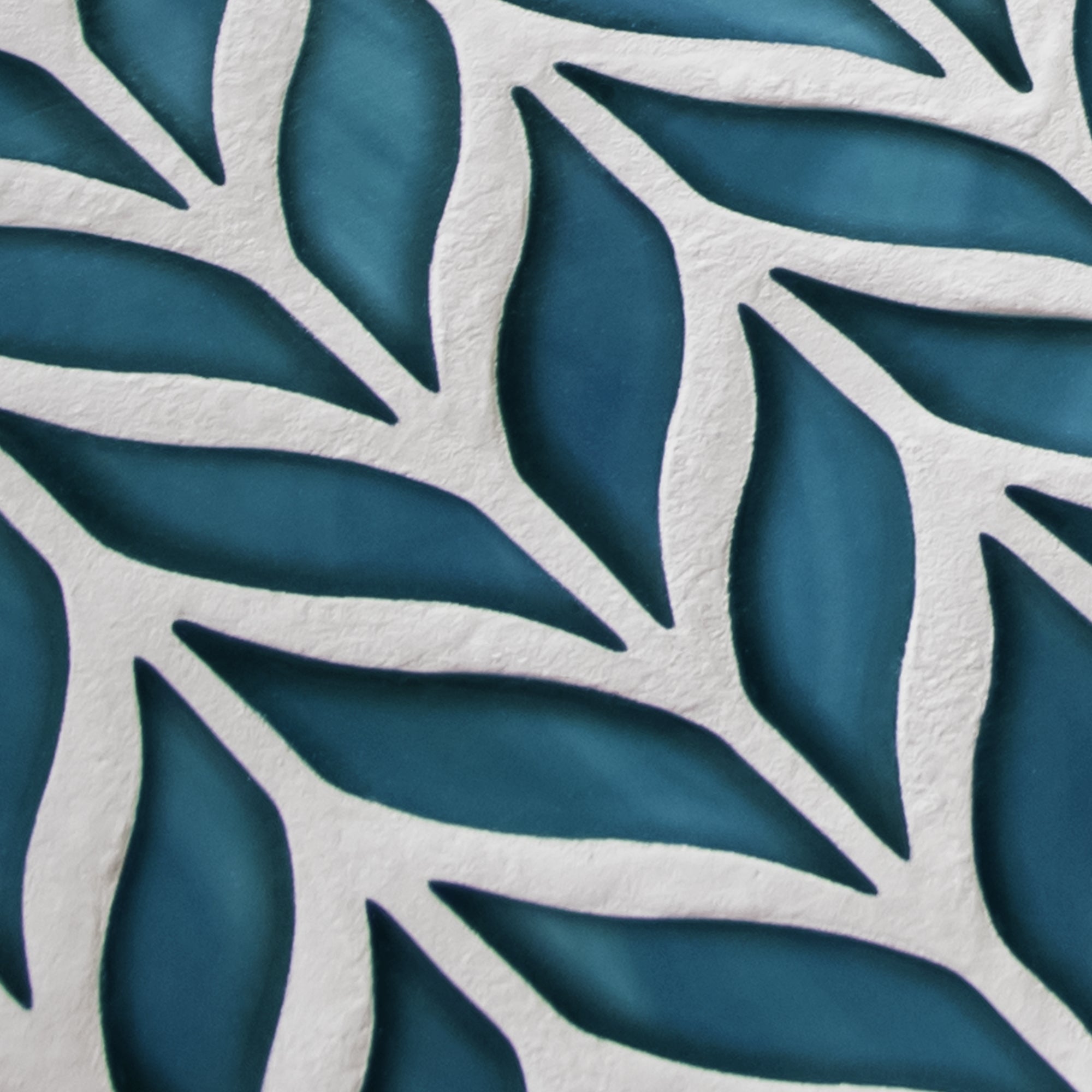Leaf Glazed Blue Recycled Glass Floor and Wall Mosaic Tile