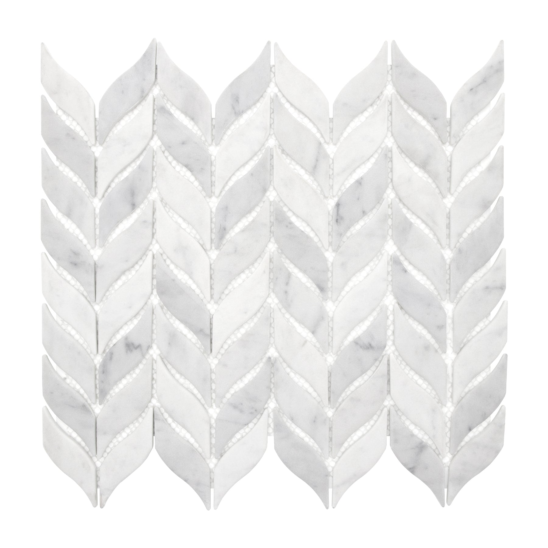 Leaf Carrara White Recycled Glass Floor And Wall Mosaic Tile
