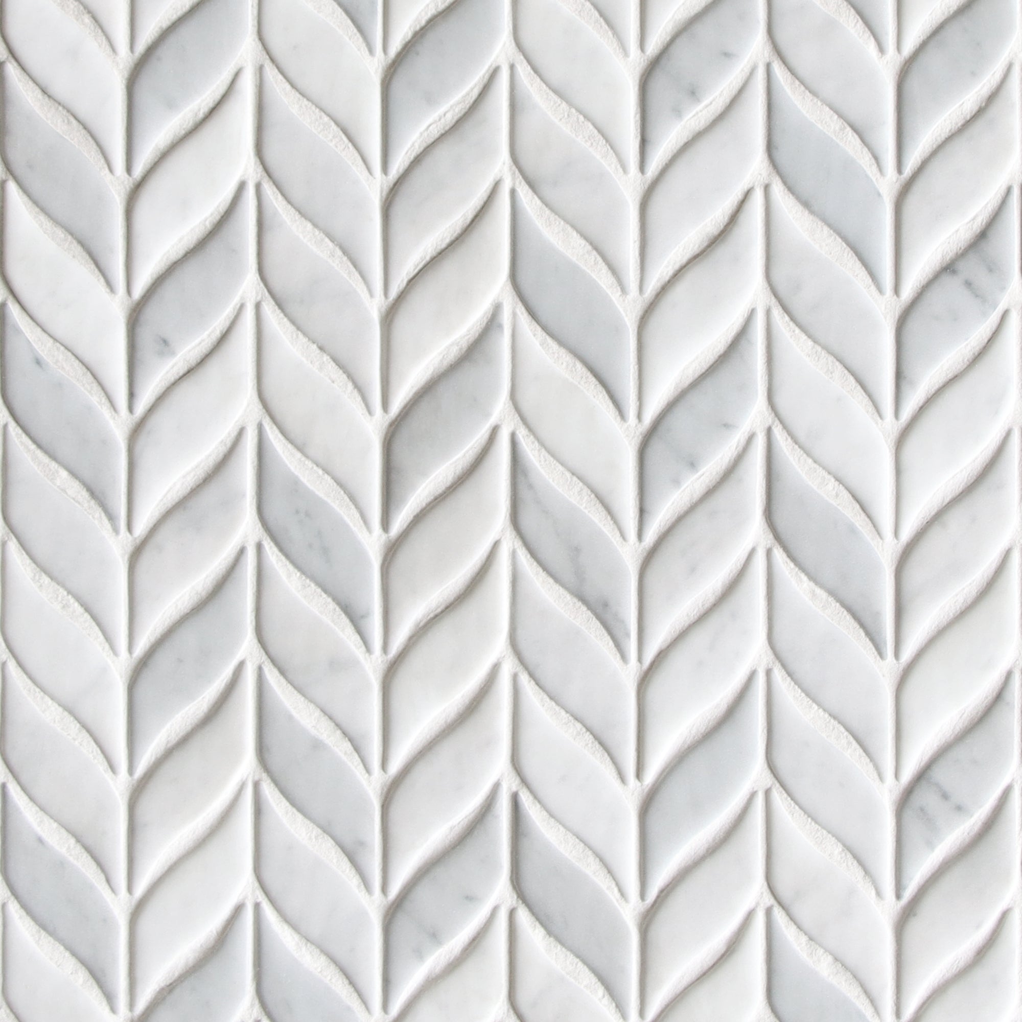 Leaf Carrara White Recycled Glass Floor and Wall Mosaic Tile