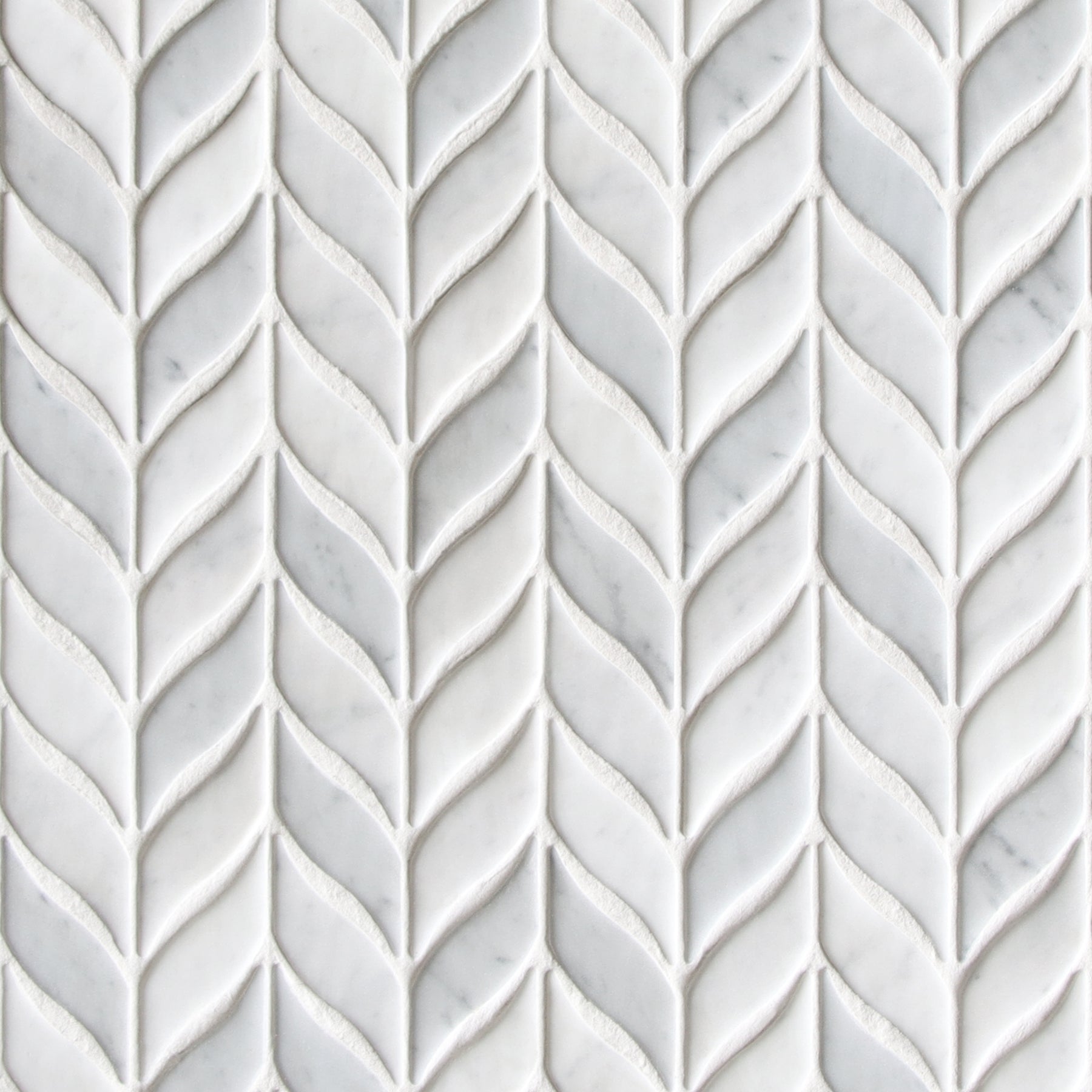 Leaf Carrara White Recycled Glass Floor And Wall Mosaic Tile