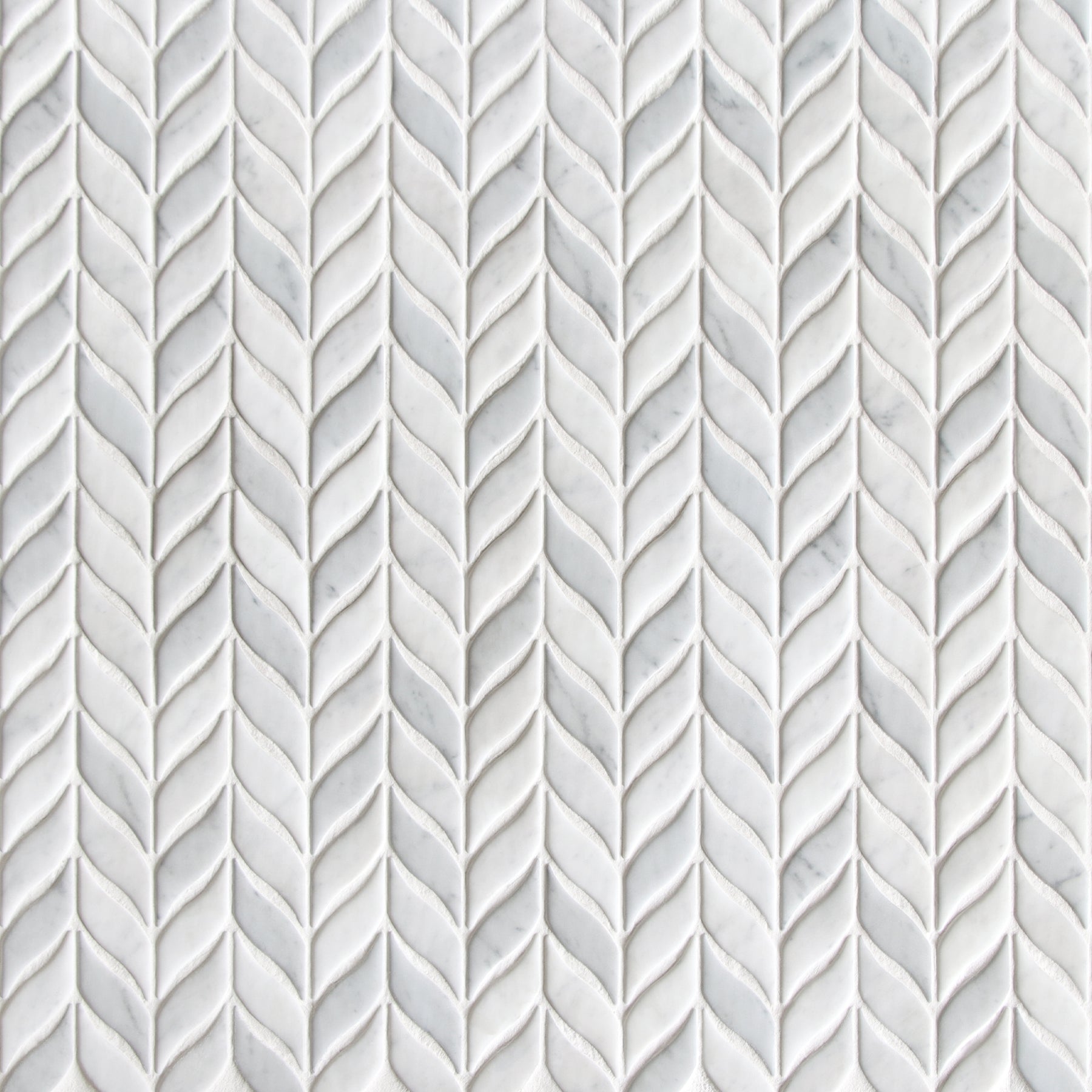 Leaf Carrara White Recycled Glass Floor And Wall Mosaic Tile