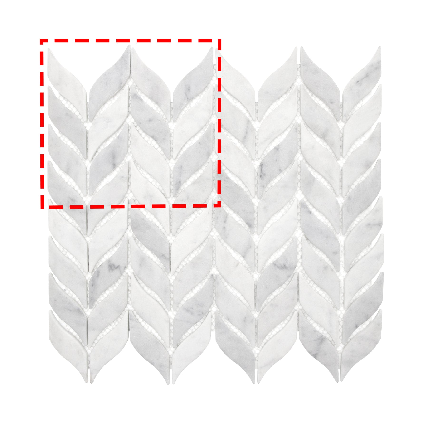 Leaf Carrara White Recycled Glass Floor And Wall Mosaic Tile