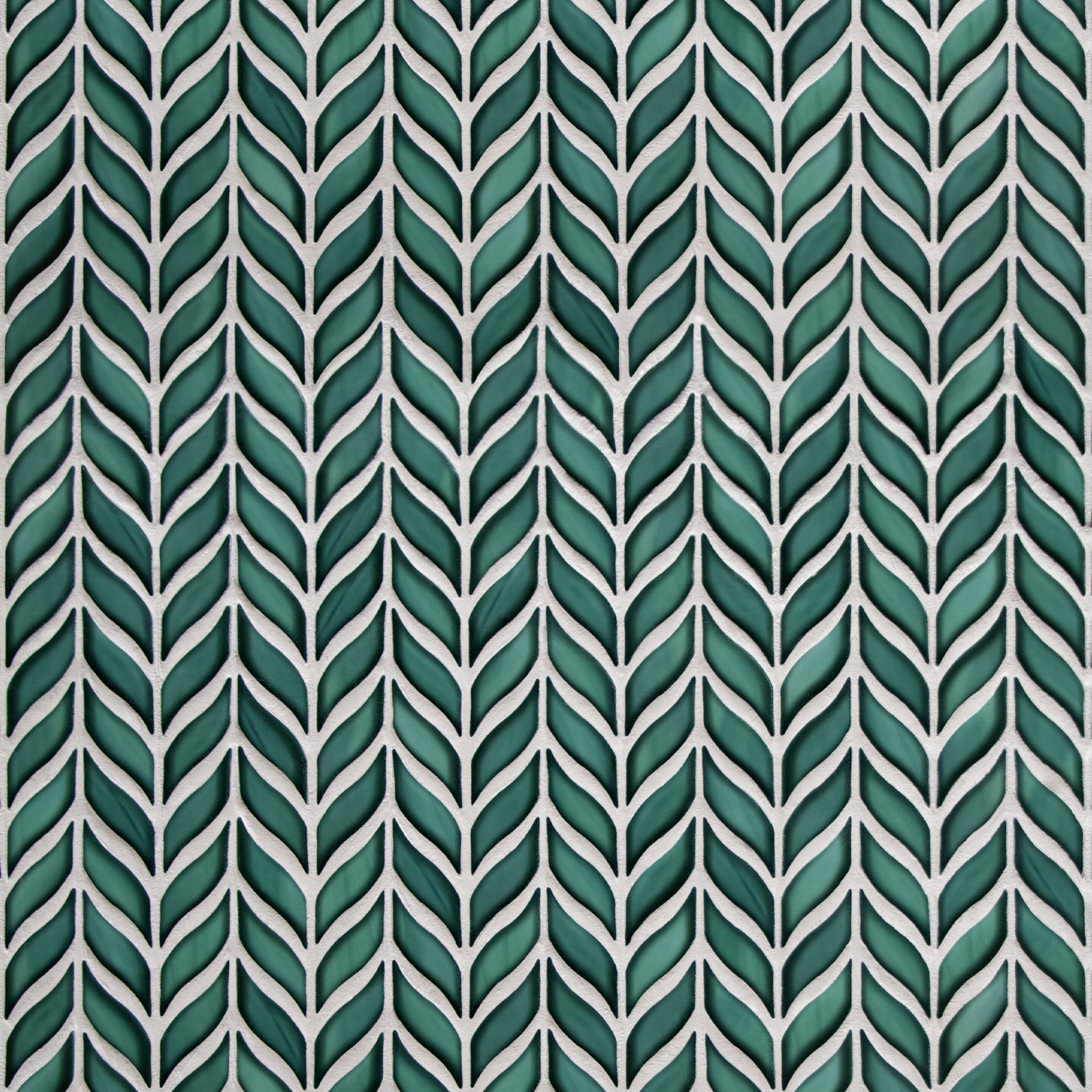 Glazed Green Leaf Waterjet Recycled Glass Floor And Wall Mosaic Tile