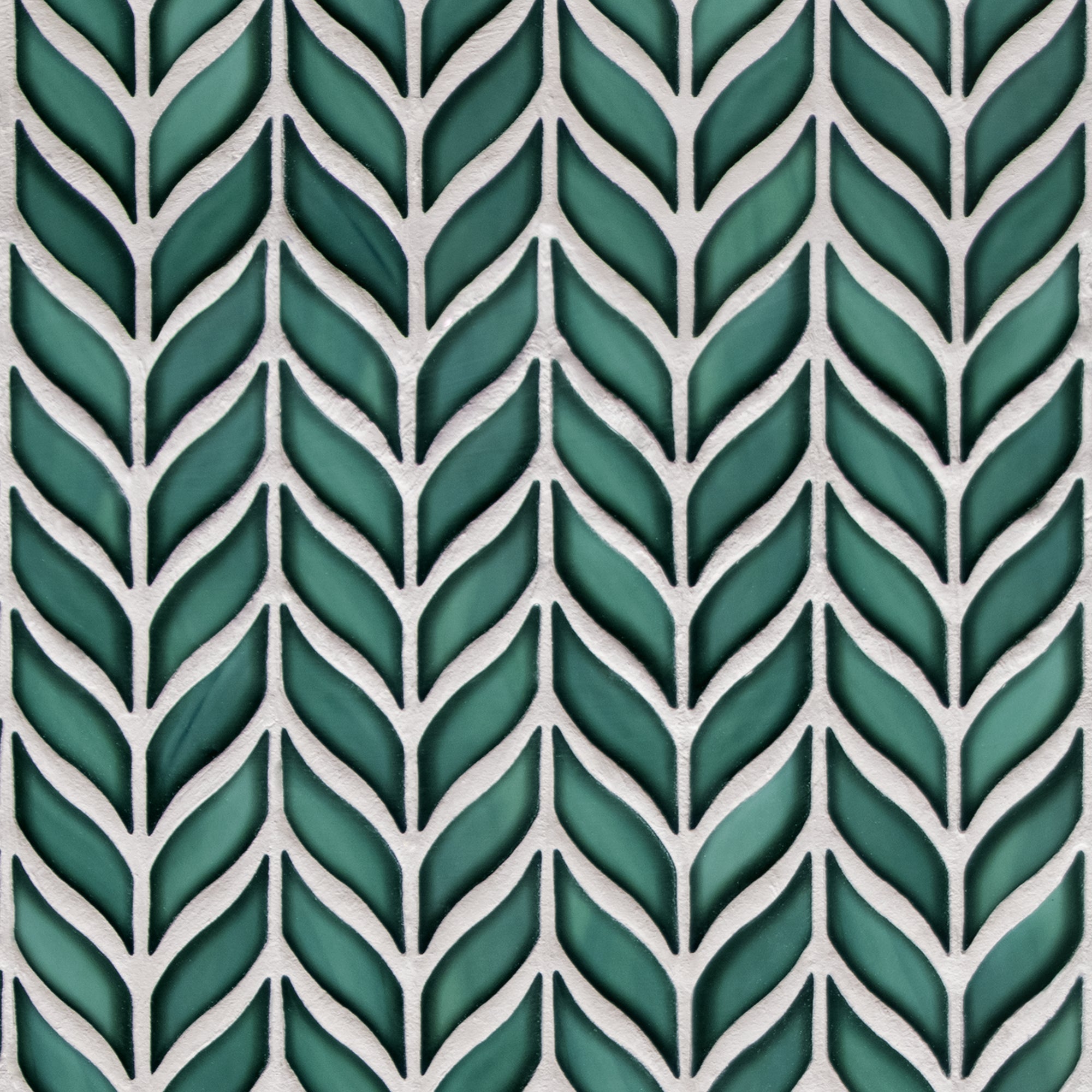 Leaf Glazed Green Recycled Glass Floor and Wall Mosaic Tile