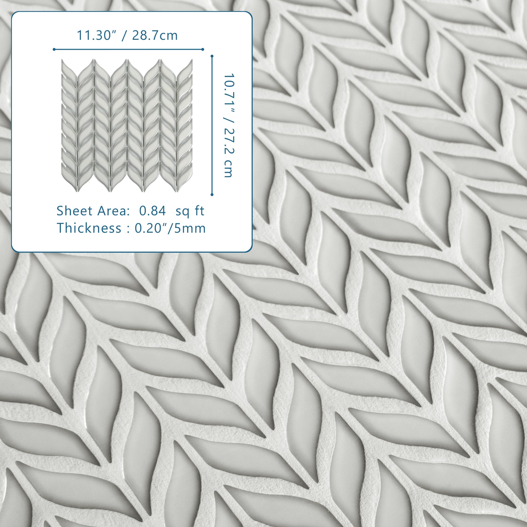 Glazed White Leaf Waterjet Recycled Glass Floor And Wall Mosaic Tile