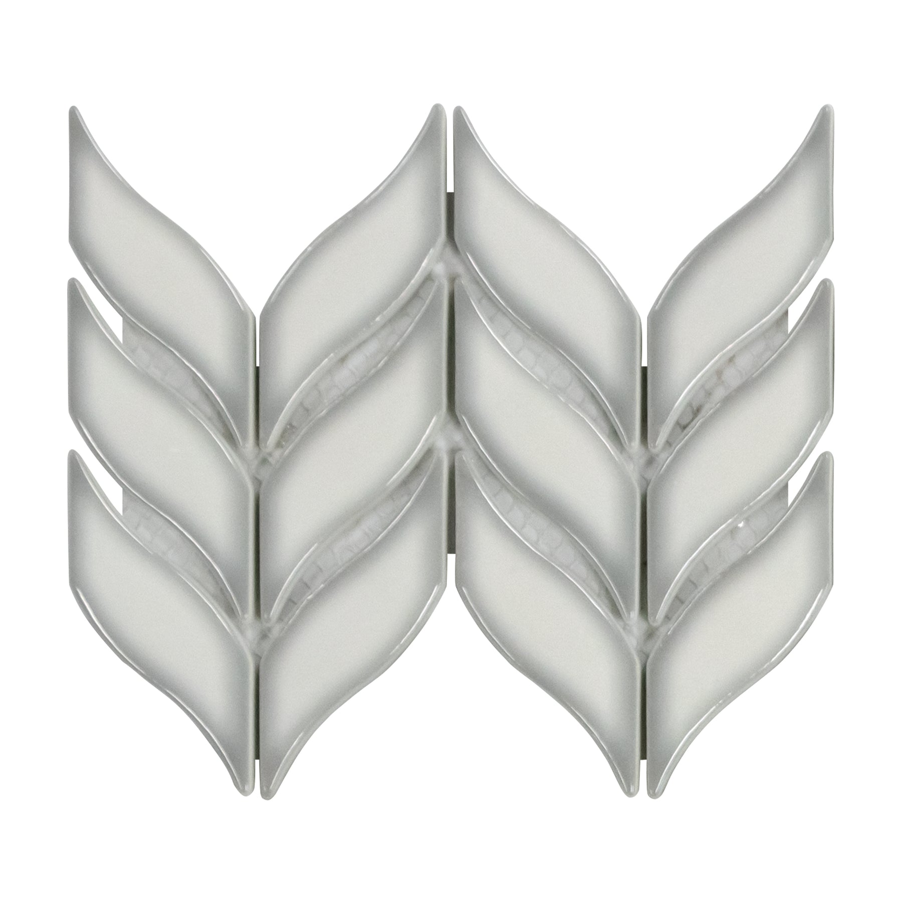 Glazed White Leaf Waterjet Recycled Glass Floor And Wall Mosaic Tile