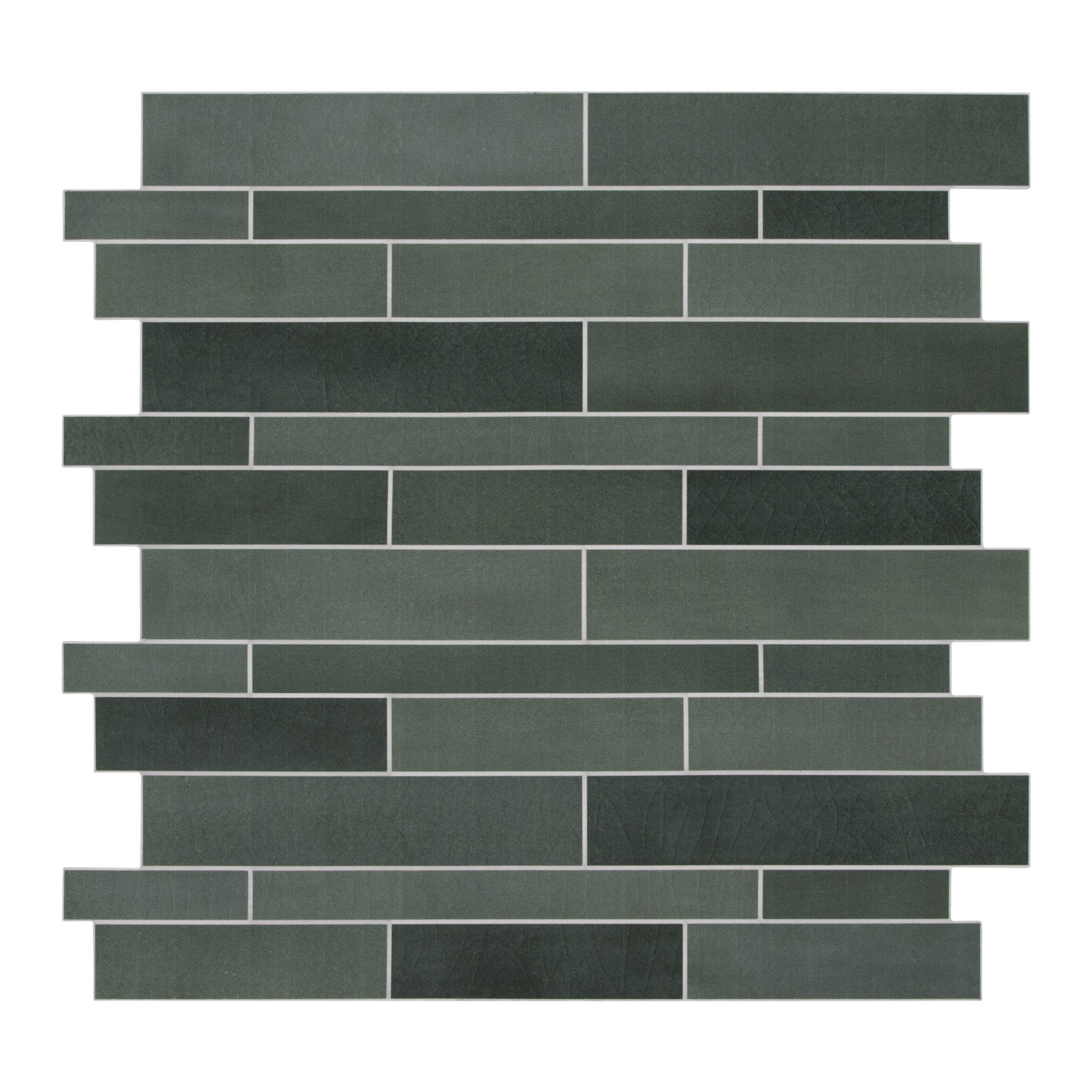 Interlocking Green Mixed Peel and Stick Tile