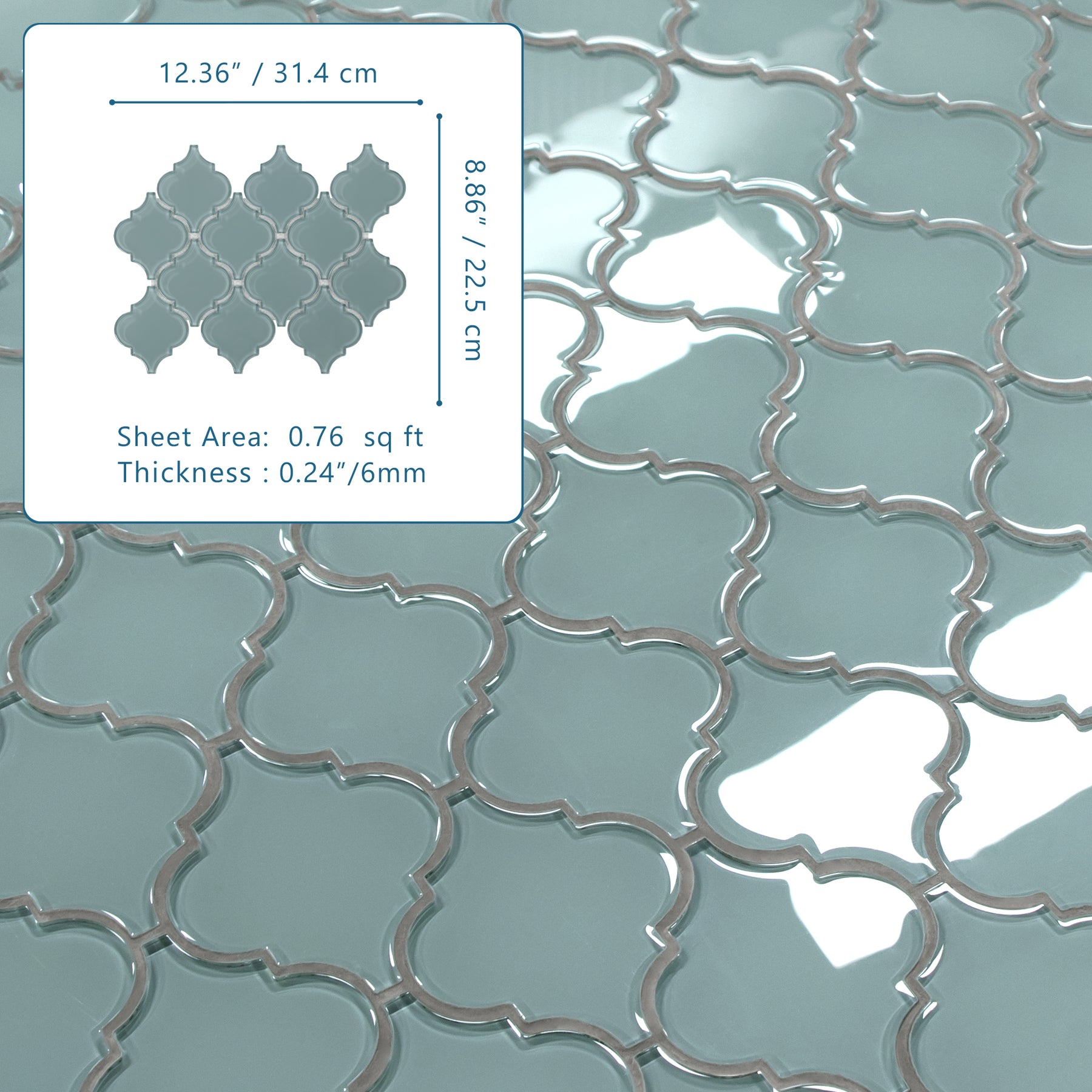 Arabesque Lantern Blue Glass Wall Mosaic Tile