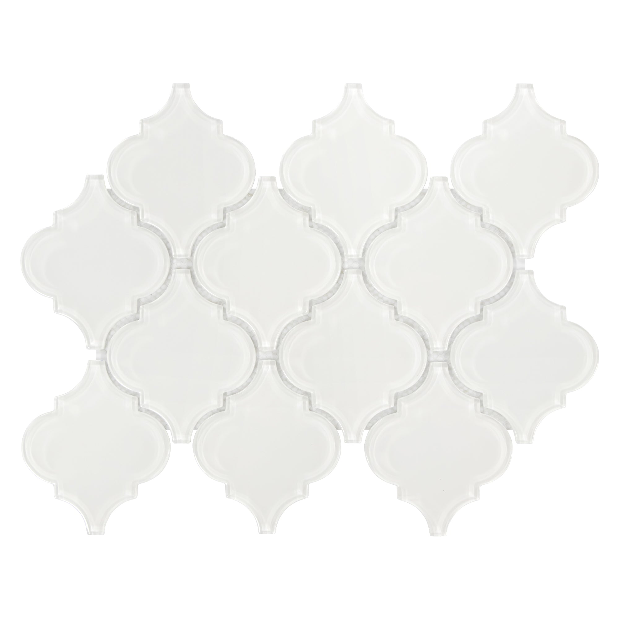 Arabesque Lantern Glossy White Glass Wall Mosaic Tile