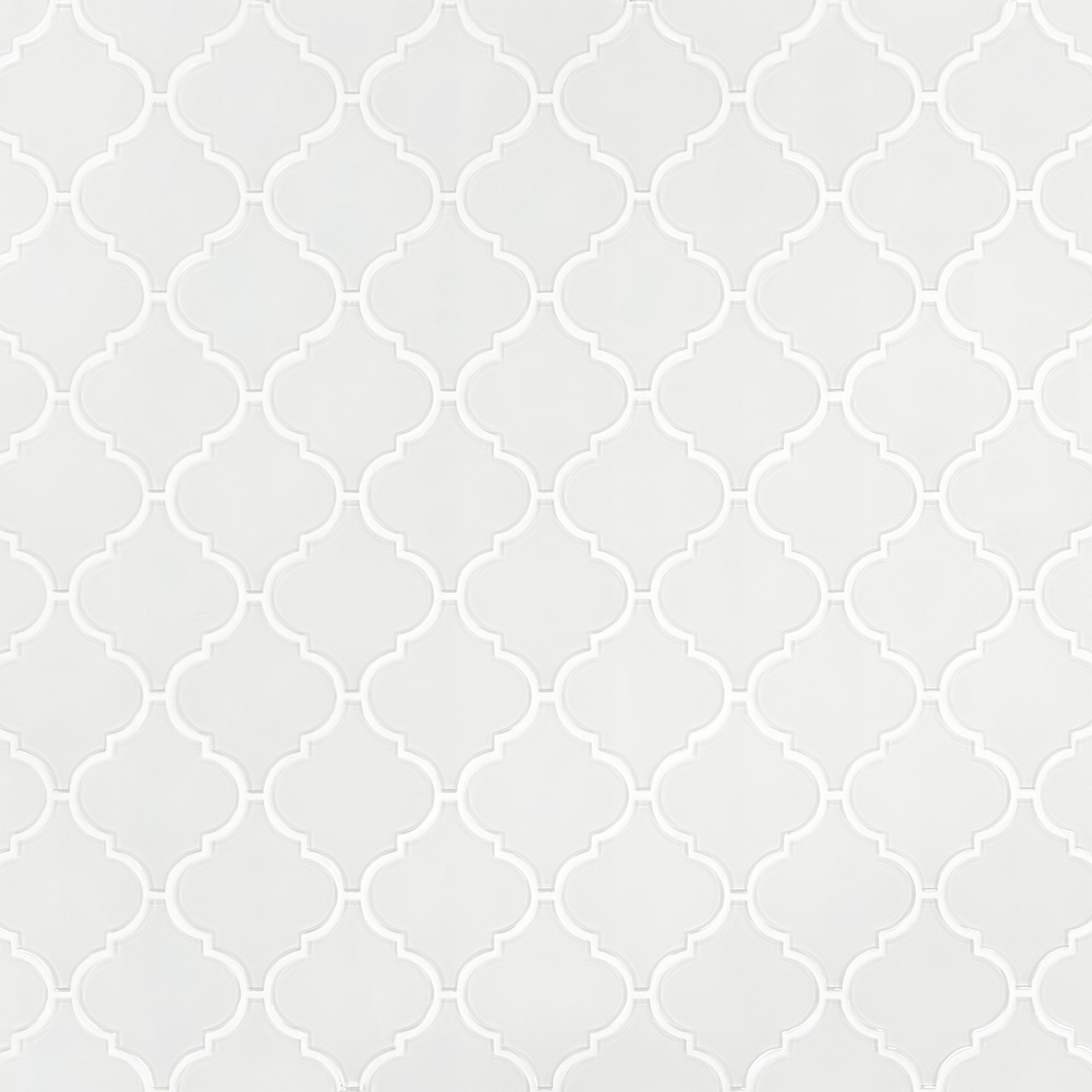 Arabesque Lantern Glossy White Glass Wall Mosaic Tile