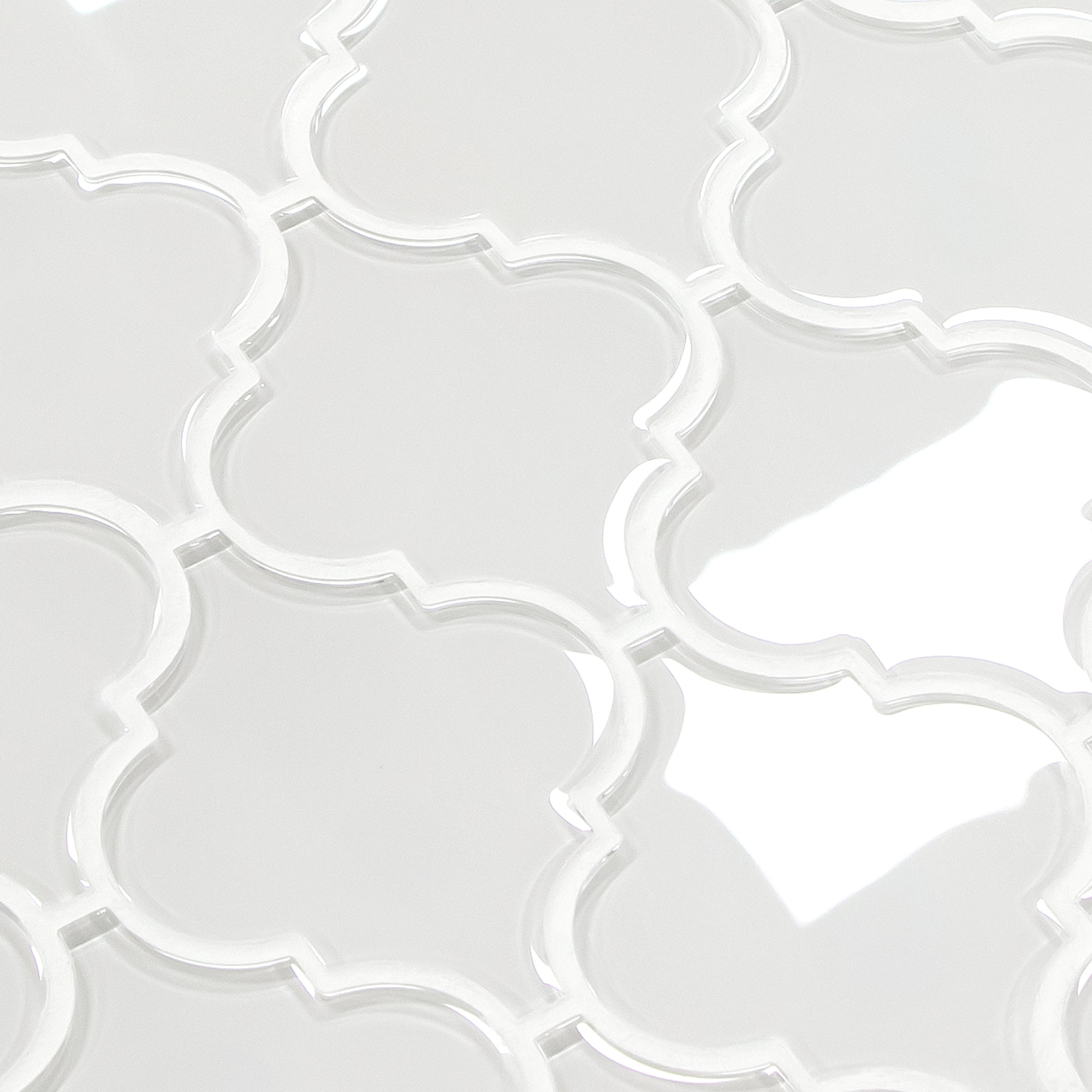 Arabesque Lantern Glossy White Glass Wall Mosaic Tile