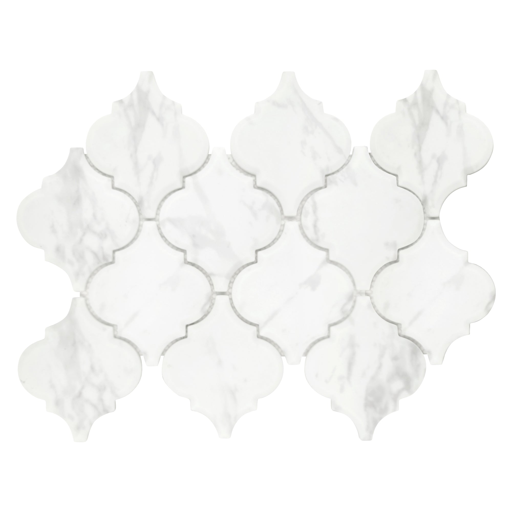Carrara White Arabesque Recycled Glass Floor and Wall Mosaic Tile