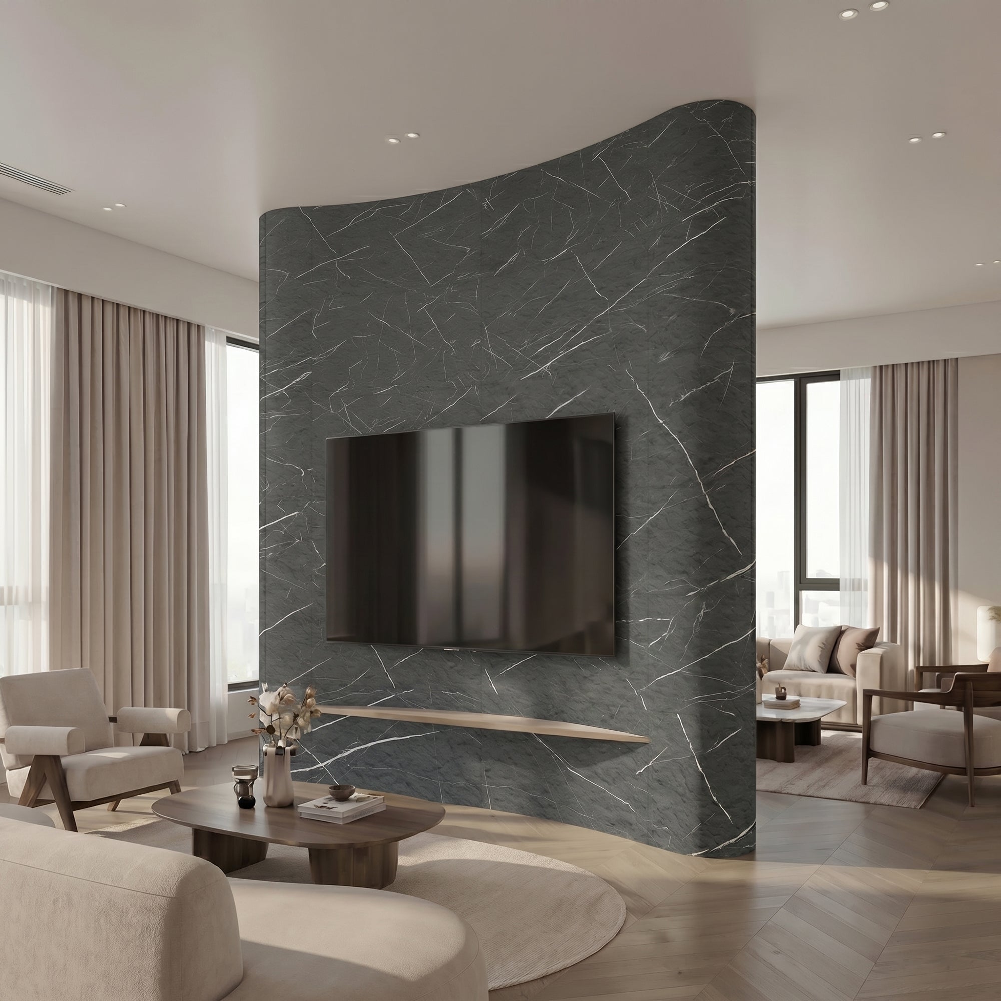 Black Marquina Flexible Stone Wall Covering