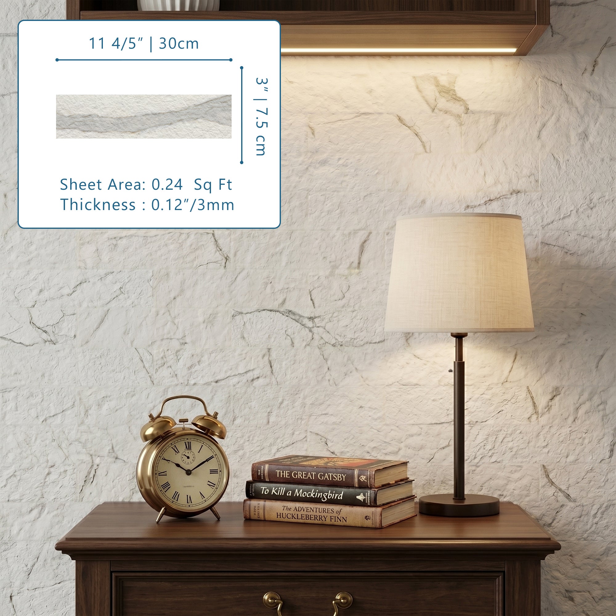 Carrara White Flexible Stone Peel and Stick Tile