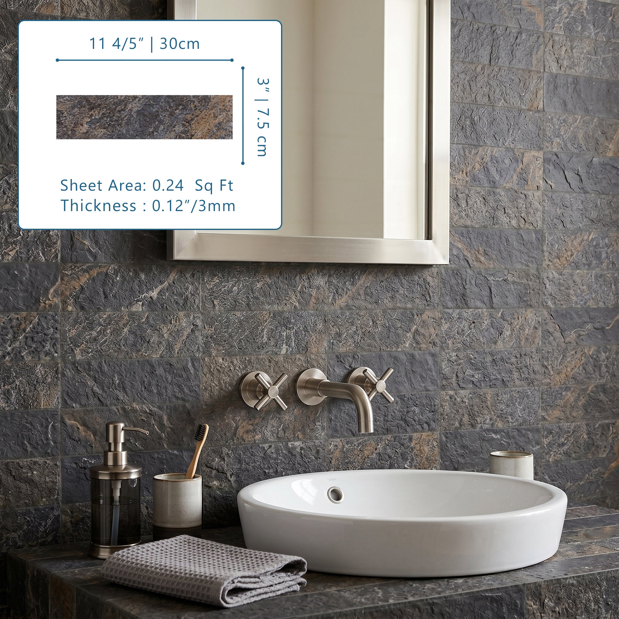 Oxide Flexible Stone Peel and Stick Tile
