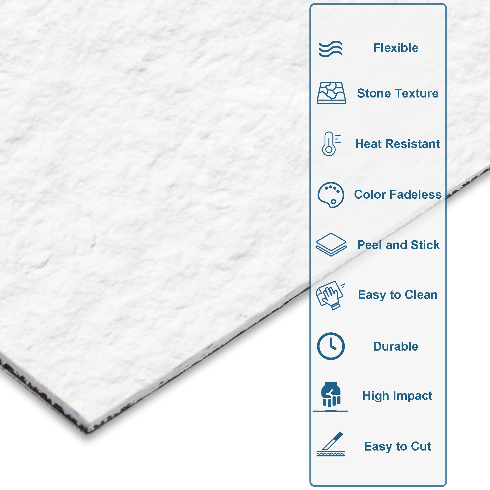 White Quartz Flexible Stone Peel and Stick Tile
