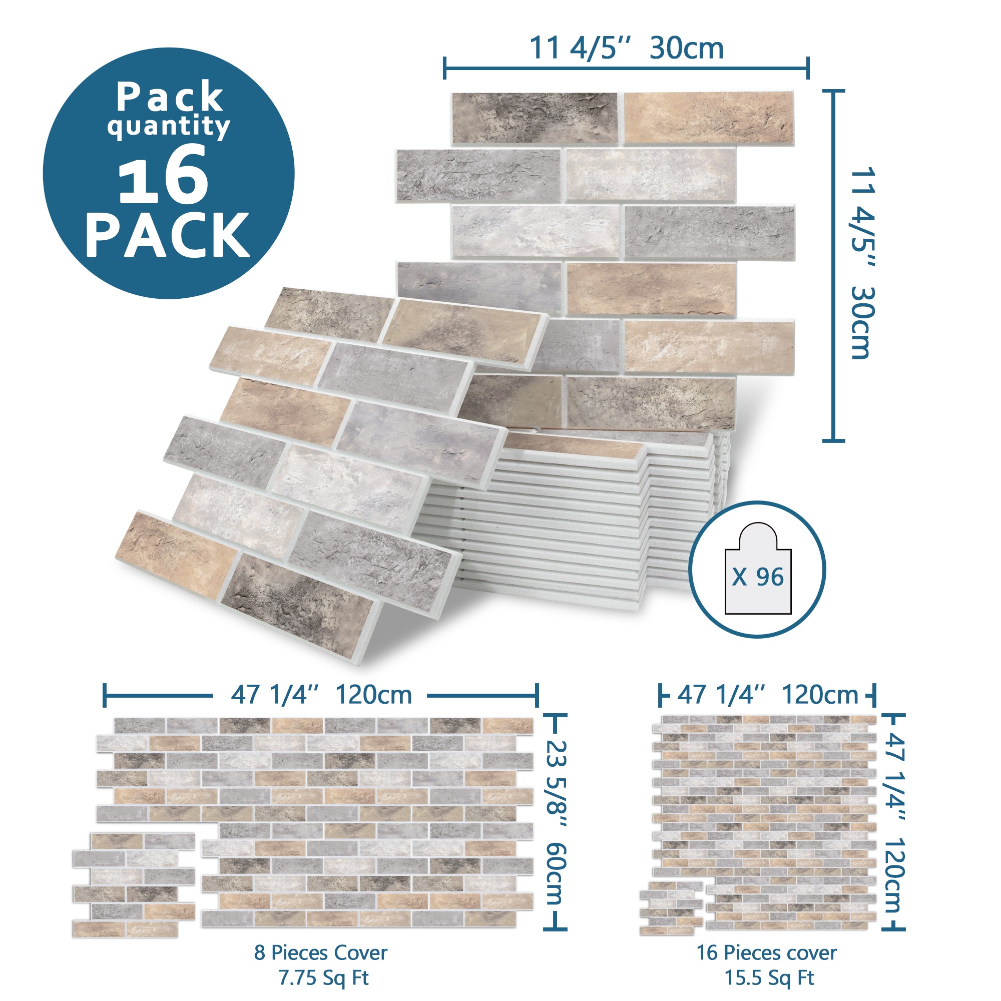 Faux Brick Brown Mixed PET Acoustic Felt Tile