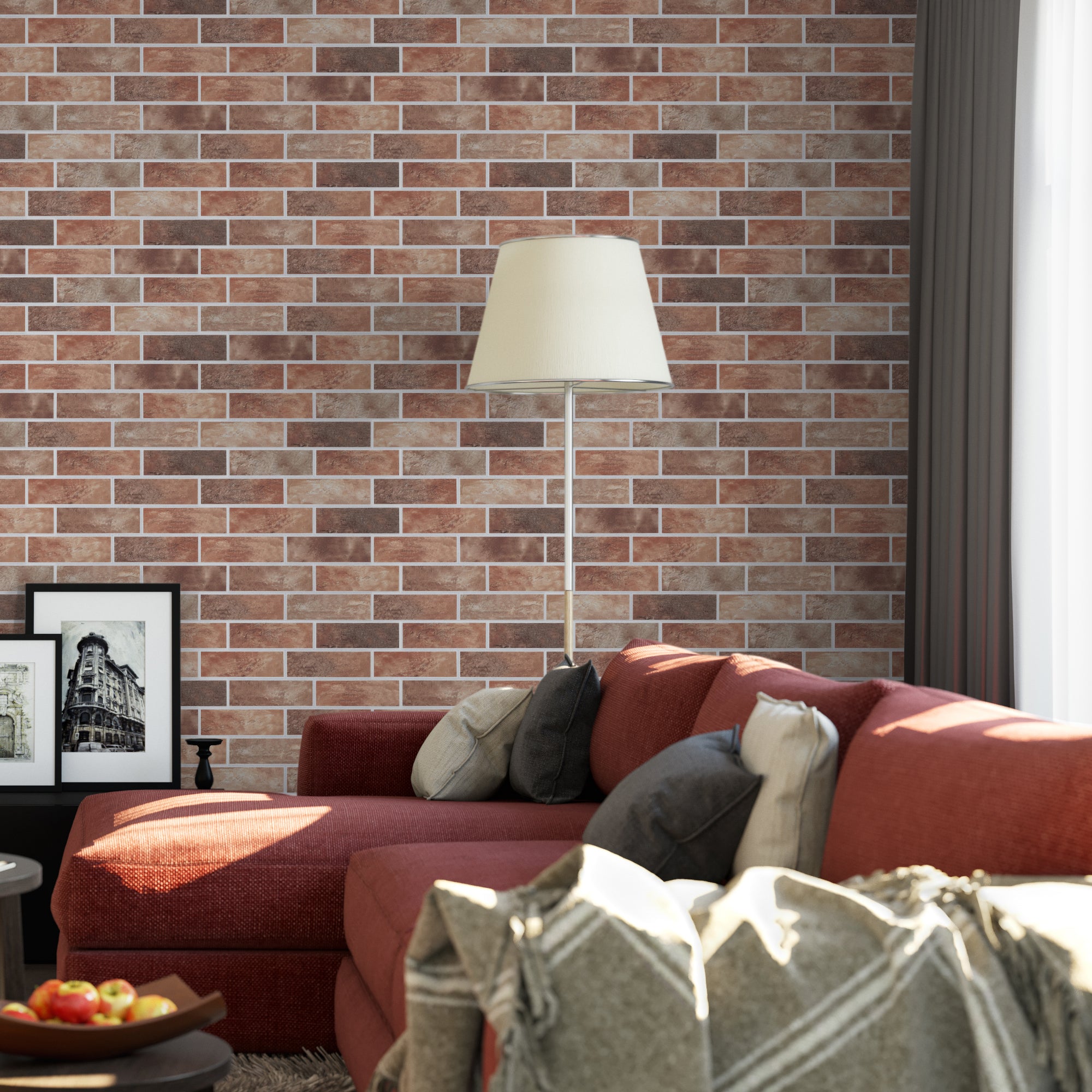 Faux Brick Red Mixed PET Acoustic Felt Tile
