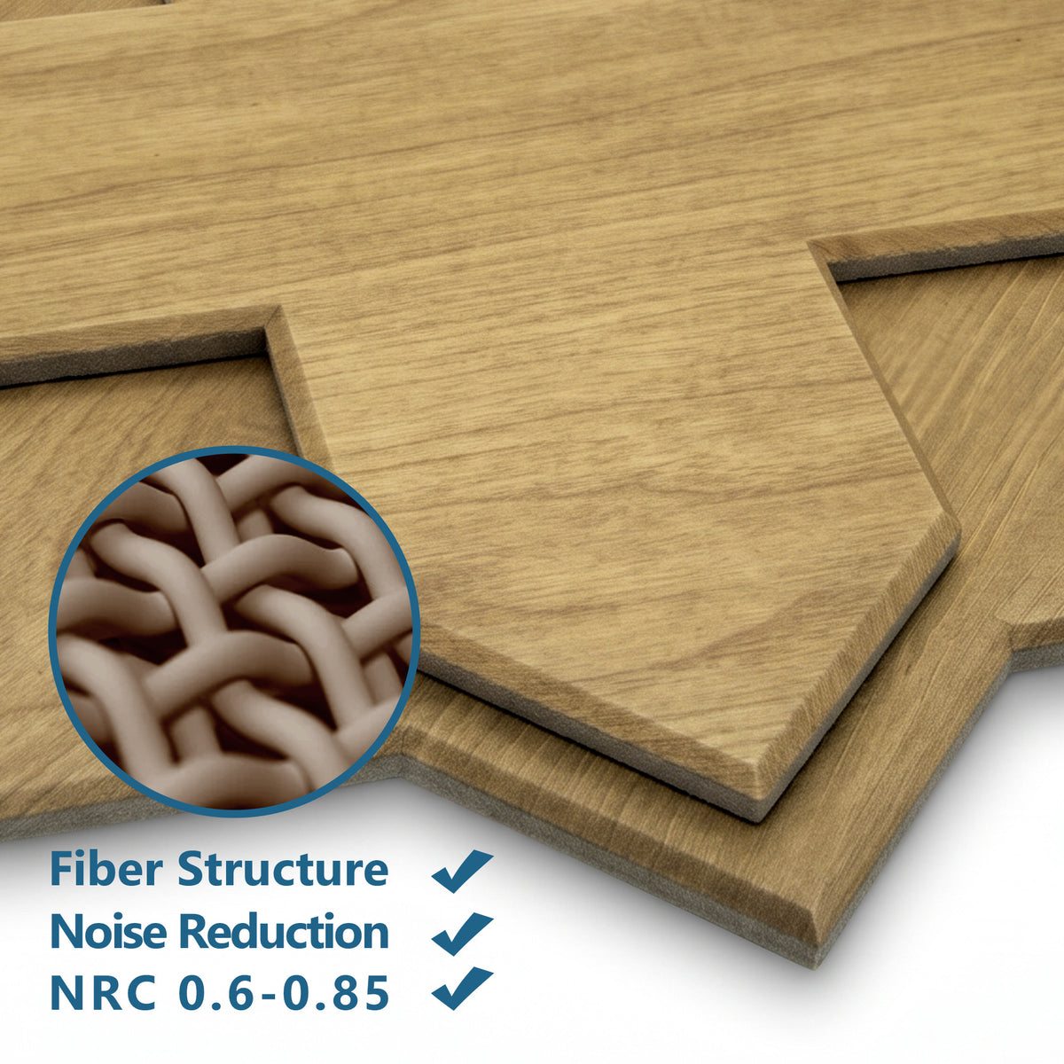 Star & Cross Natural Oak PET Acoustic Felt Tile